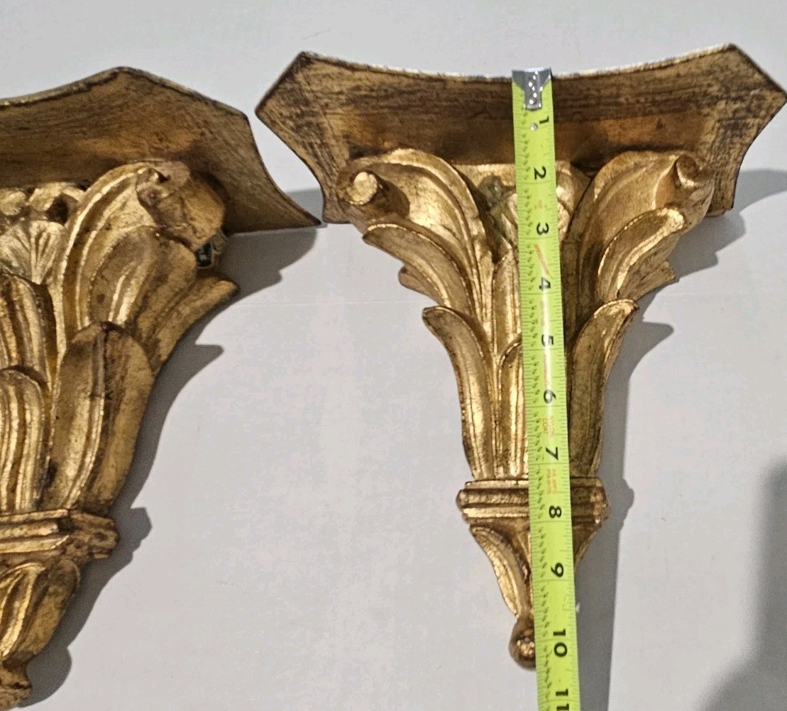 VTG Gilt Wall Shelf Bracket Sconce Corbel Italy Florentine Gold Leaf Acanthus
