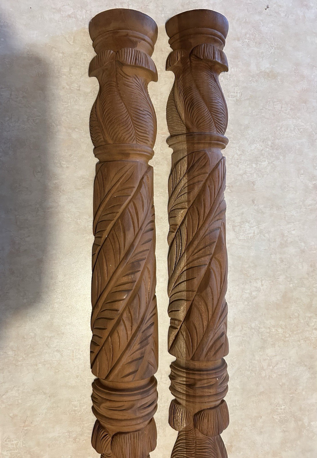 (2) 37 IN. FURNITURE 1/2 COLUMNS Mahogany UNFINISHED