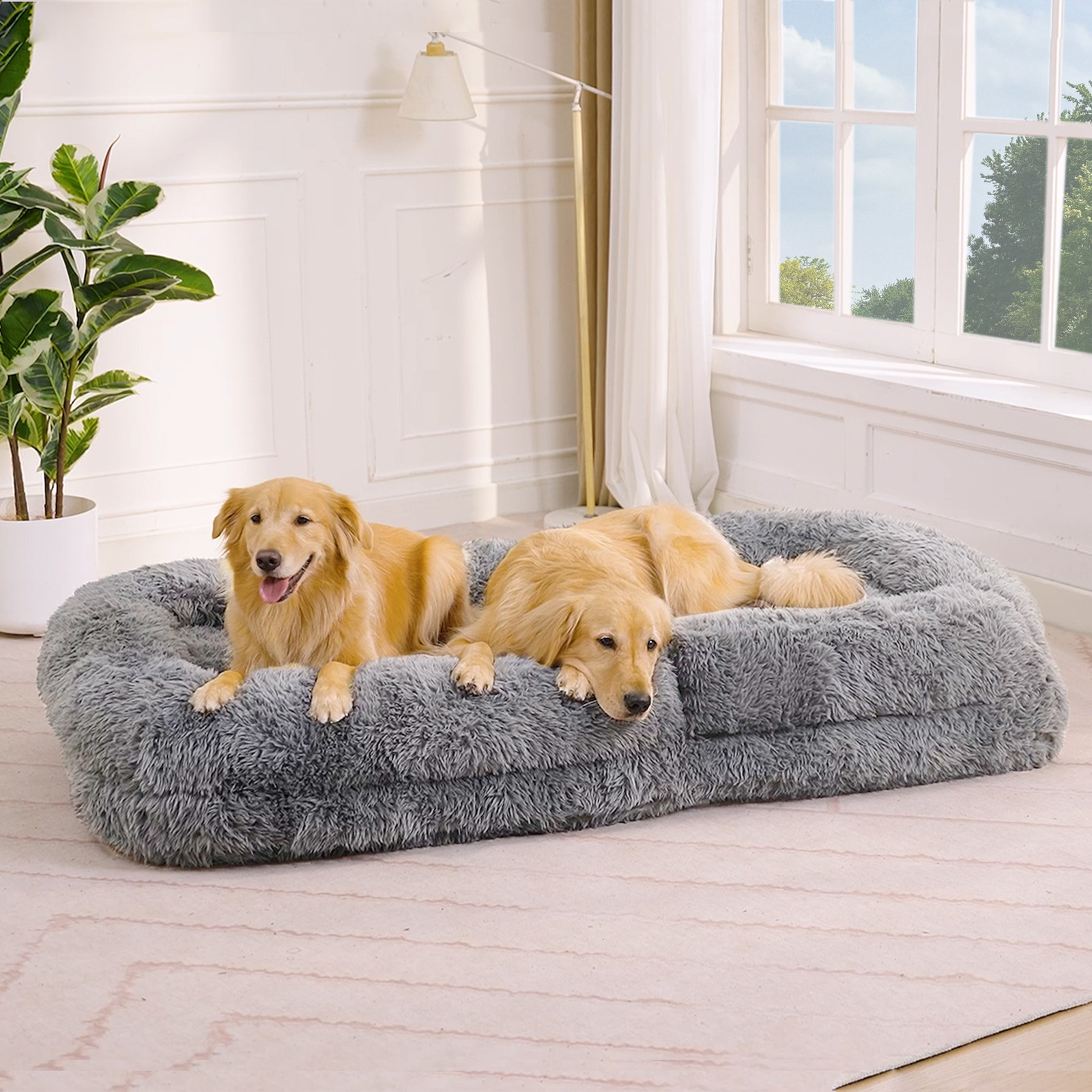 Adjustable Floor Sofa Bed, 5-Position Backrest, Light Gray, 69″ L x 35″ W