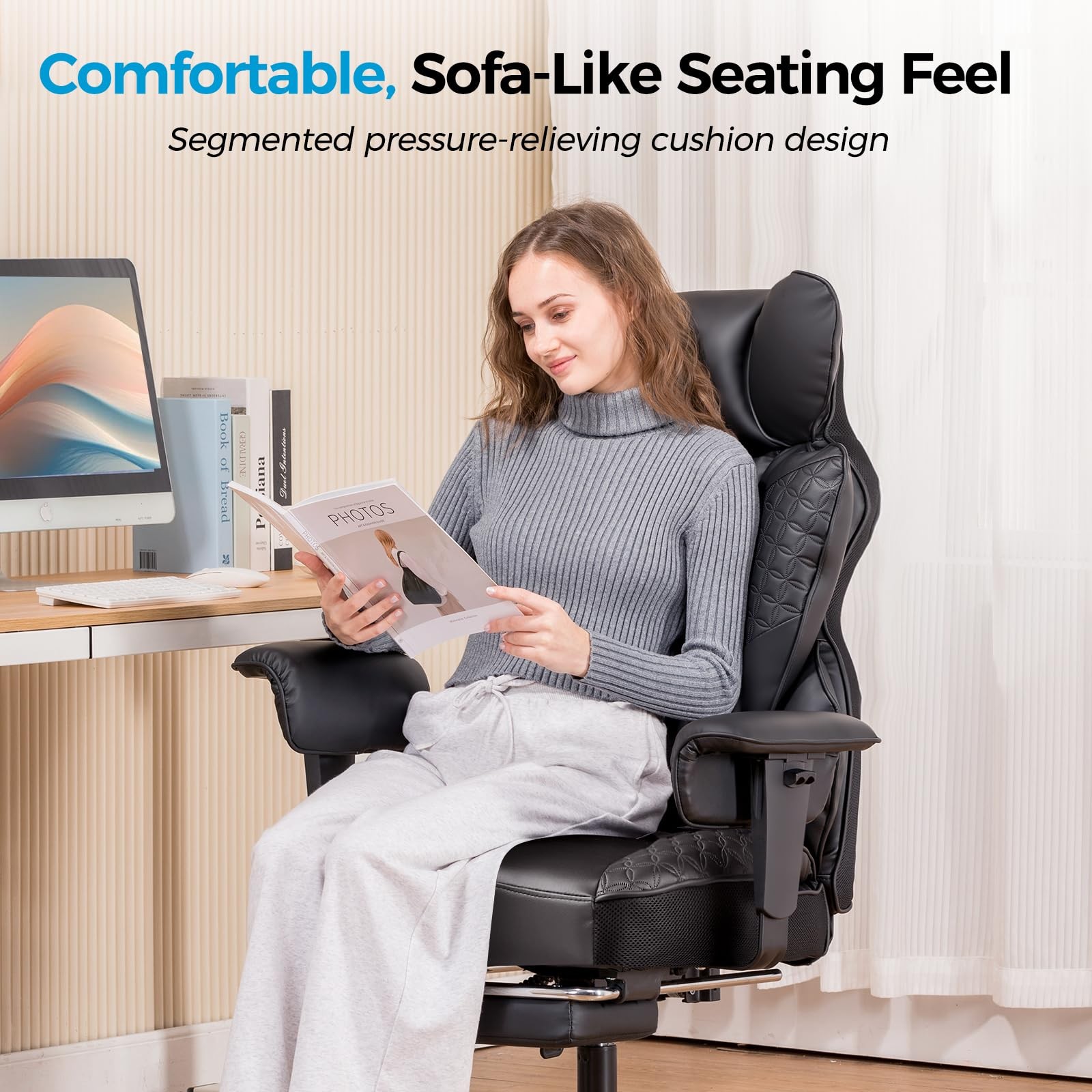 Comhoma Big And Tall Office Chair 400Lbs Wide Ergonomic Gaming Chair Deluxe