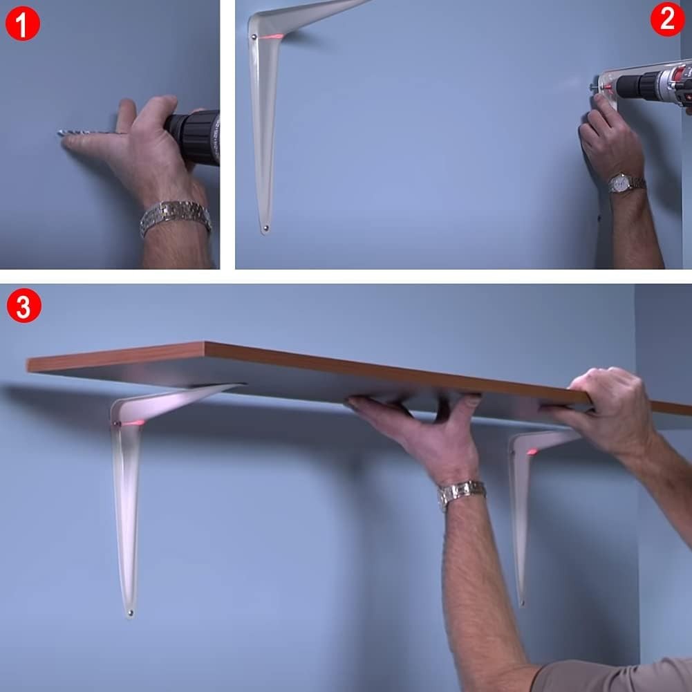 Shelf Bracket 12×10 in, 10 PCS White Shelving Brackets, L Brackets for Shelve…