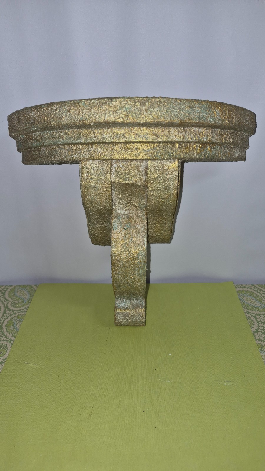 Victorian Style Wood Wall Sconce Corbel Shelf aged Gold Patina textured finish