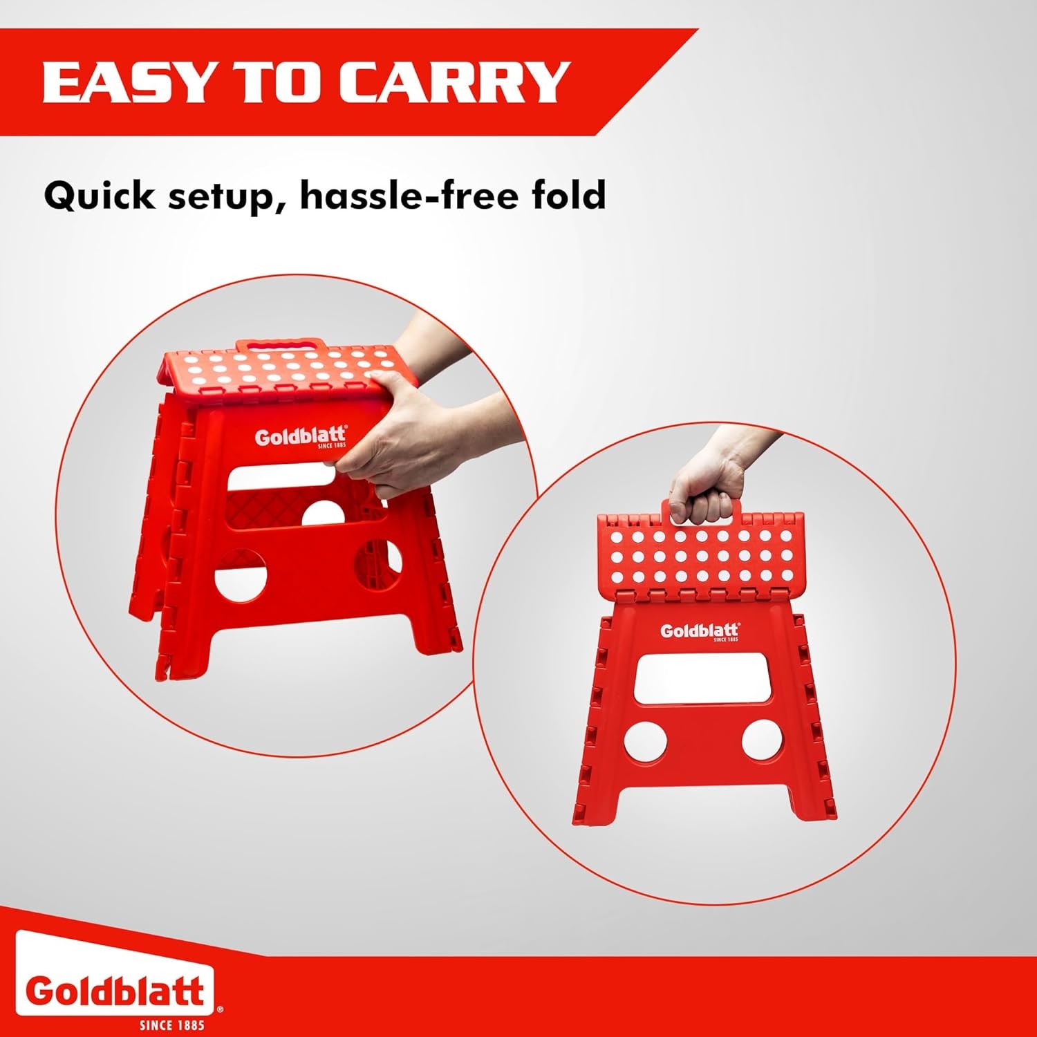 Goldblatt 12.5″ Folding Step Stool 2PC Heavy-Duty Plastic Portable Stool 300 lbs
