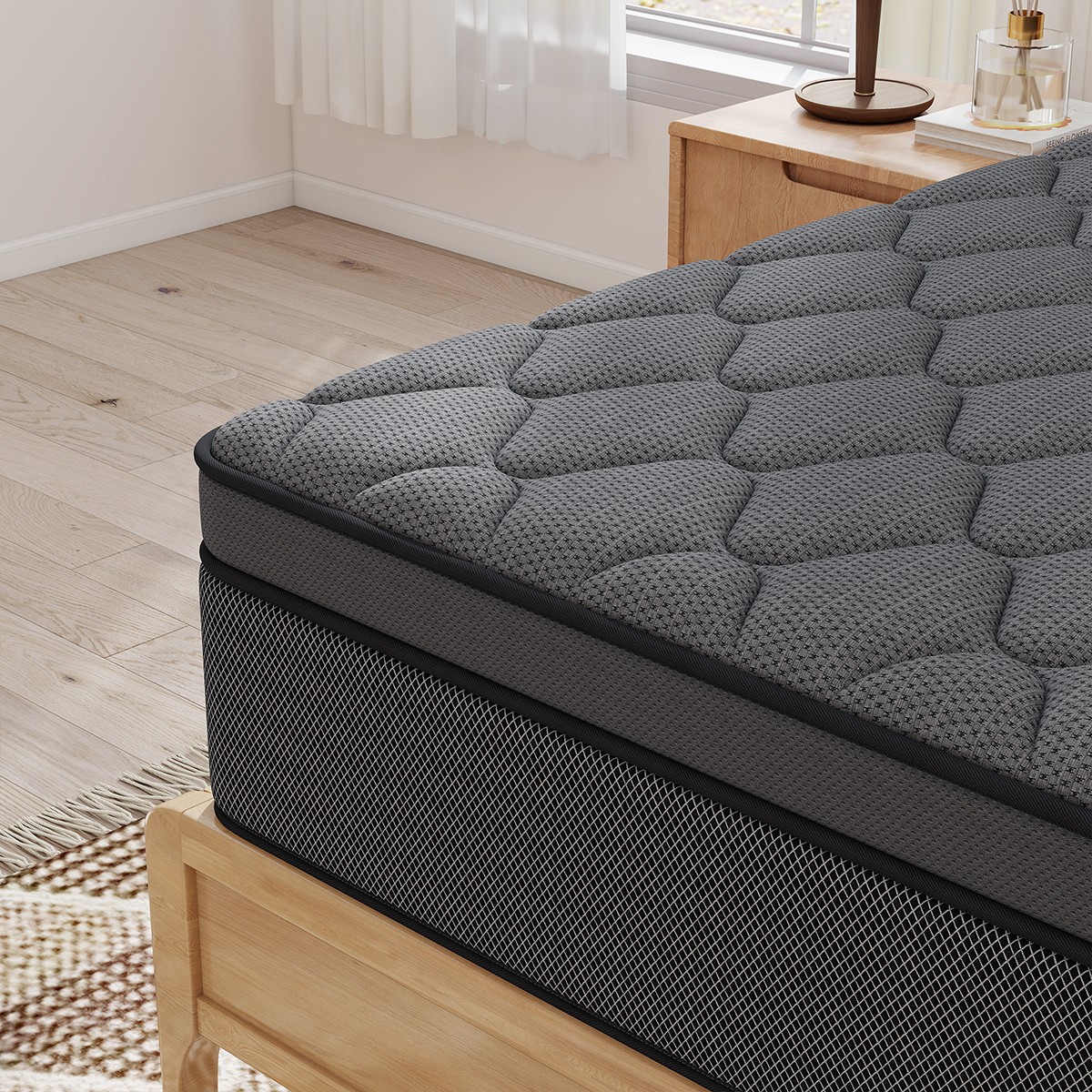 14 Inch Medium Firm King Hybrid Pocket Coil Gel Memory Foam Mattress in a Box