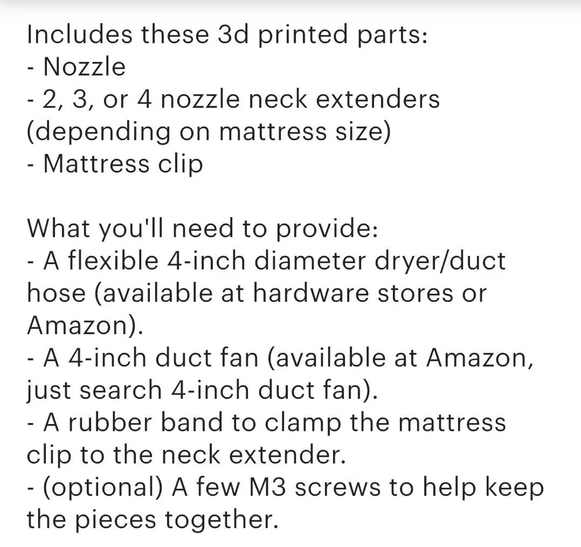 Bed Cooling System DIY Kit – Under Sheet Fan Nozzle Adapter