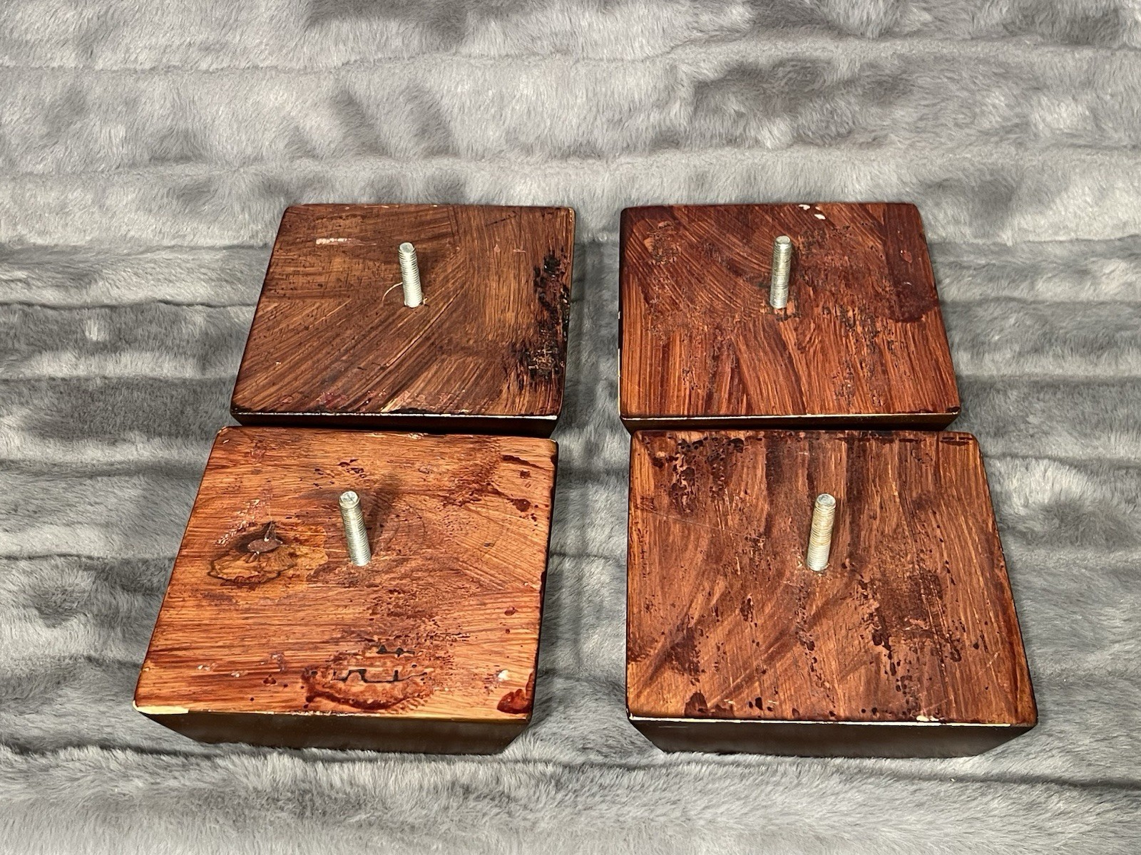 Used Set Of 4 Solid Wood Square Legs/Feet 5.5×5.5×3.75 for Sofa Couch Chair
