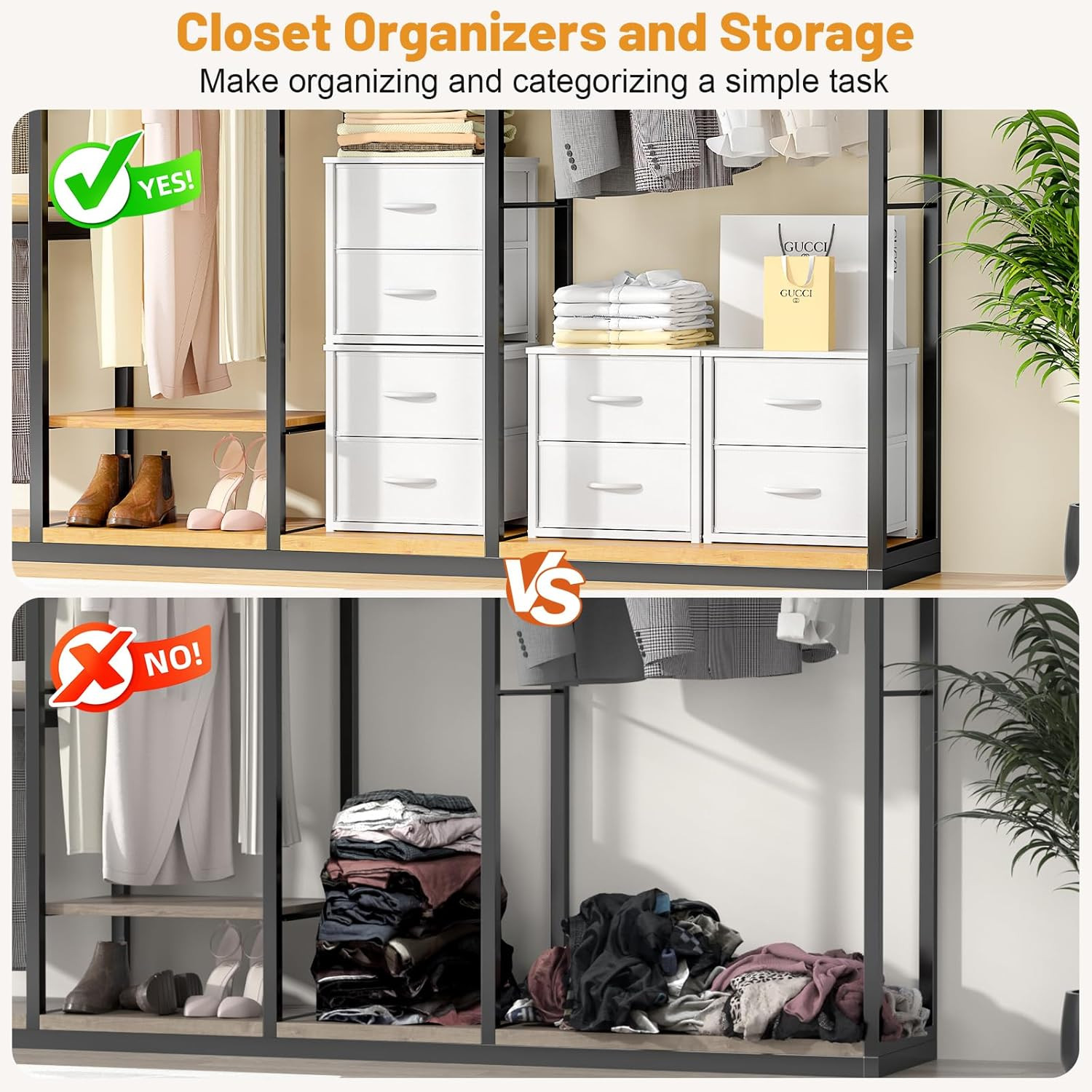 2-Pack Stackable Storage Drawers (4 Drawers Total), White Closet Organizer