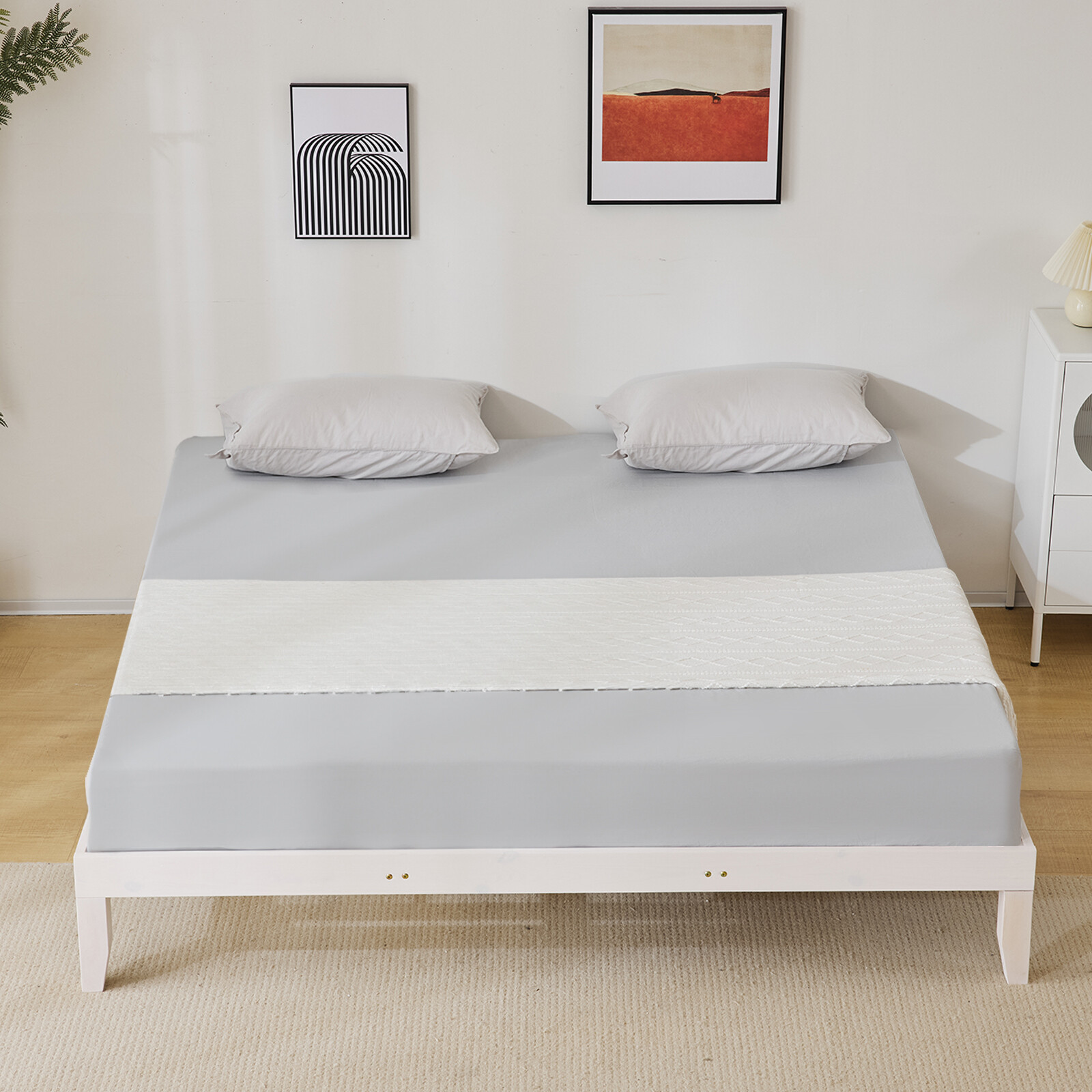 Twin/Full/Queen/King Size Bed Frame Deluxe Natural Solid Pine Wood Platform Bed