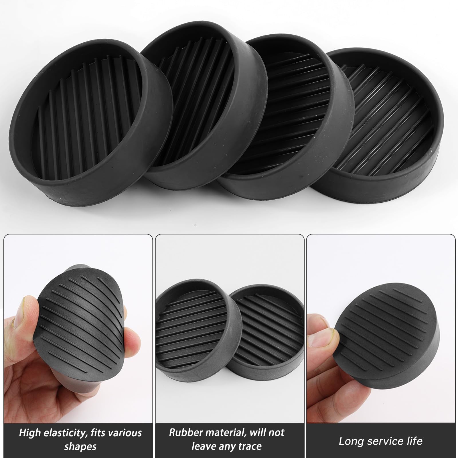 4 Pack Rubber Caster Cups, 2 X 2 Round Rubber Feet for Furniture