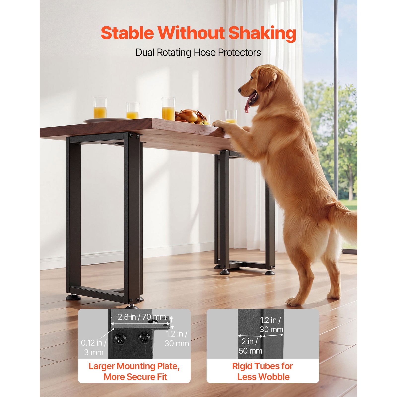Table Legs, 29.1″ H x 17.7″ W Square T Shape Steel Furniture Legs,Modular Design