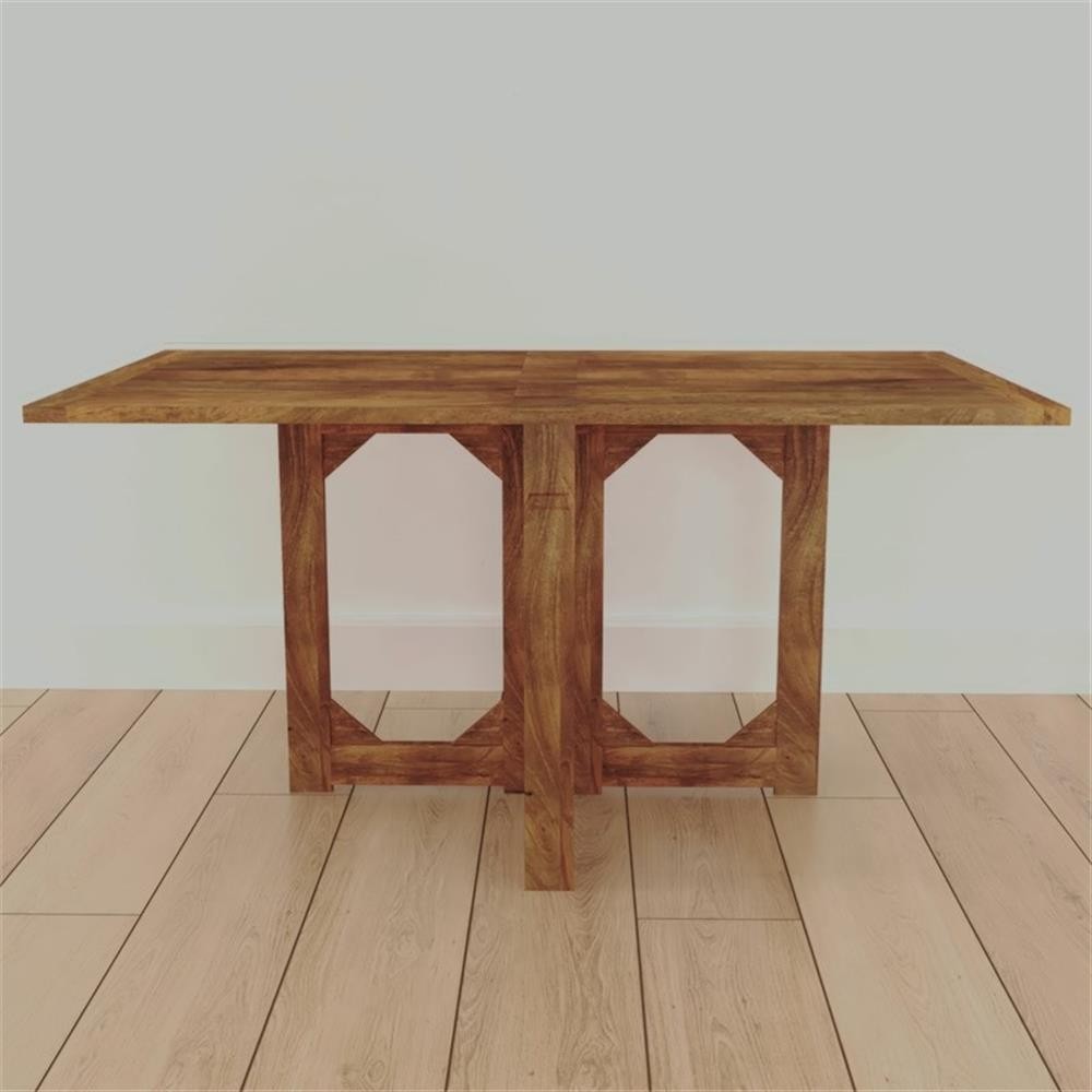 Pemberly Row 62″ Rectangular Mango Wood Dining Table with Folding Top in Brown