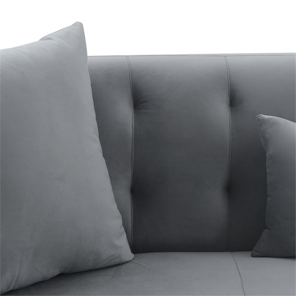 Armen Living Melange Modern Velvet & Wood Sofa in Gray/Black