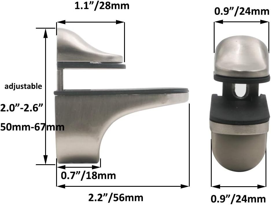 Adjustable Wood/Glass Shelf Bracket Wall Mount, Brushed Nickel, 4 Pack Rustproof