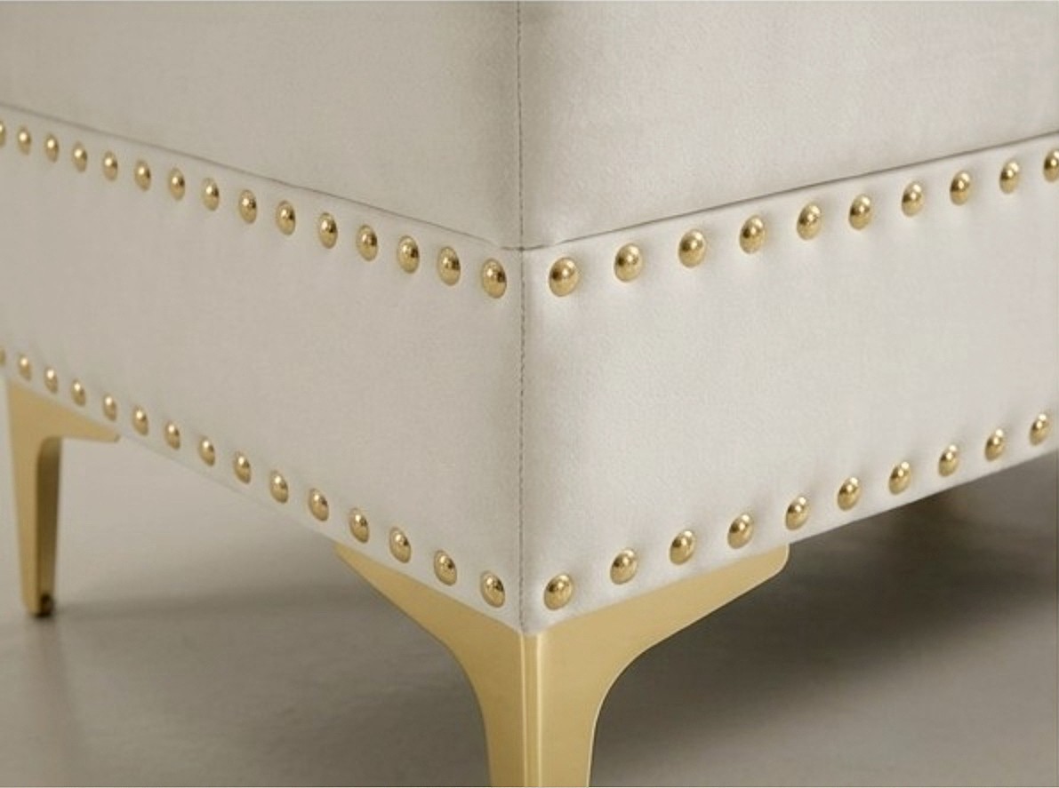 NEW Modern Glam Beige Velvet Sectional w/ Cupholders & FREE STORAGE OTTOMAN