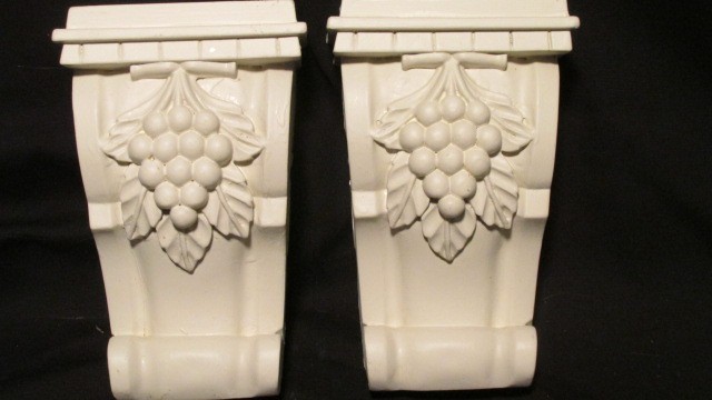 pair wall shelf sconce white – Light weight – cast molds – 8 oz. @ 8″ tall