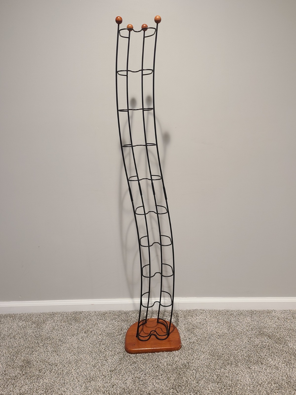 Vintage Atlantic Wave CD Tower Rack Wood Base Wire 110 Disc Storage 51”