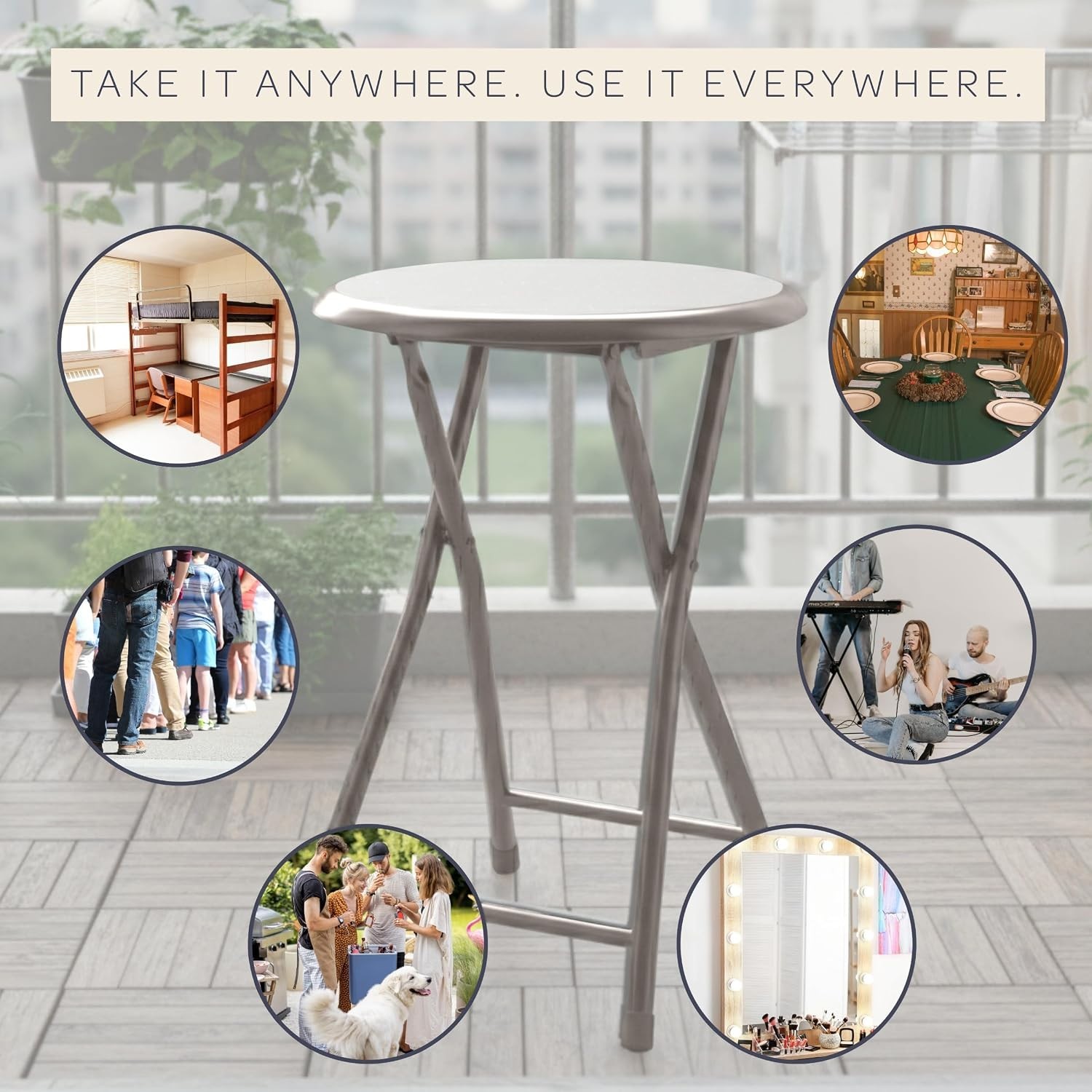 Compact 18-Inch Portable Backless Stool – 225LB Capacity for Kitchen & Rec Room