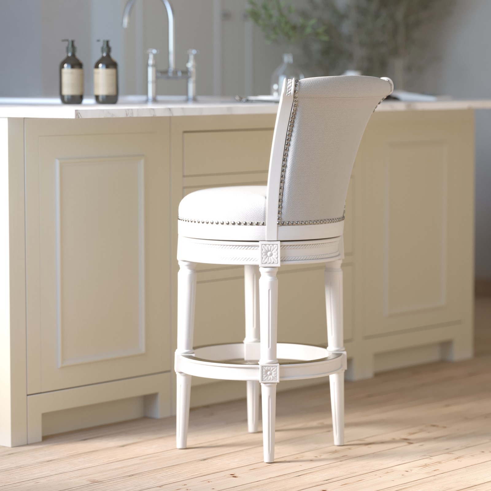 Chapman 31in. Wood Bar-Height Swivel Barstool with High-Back
