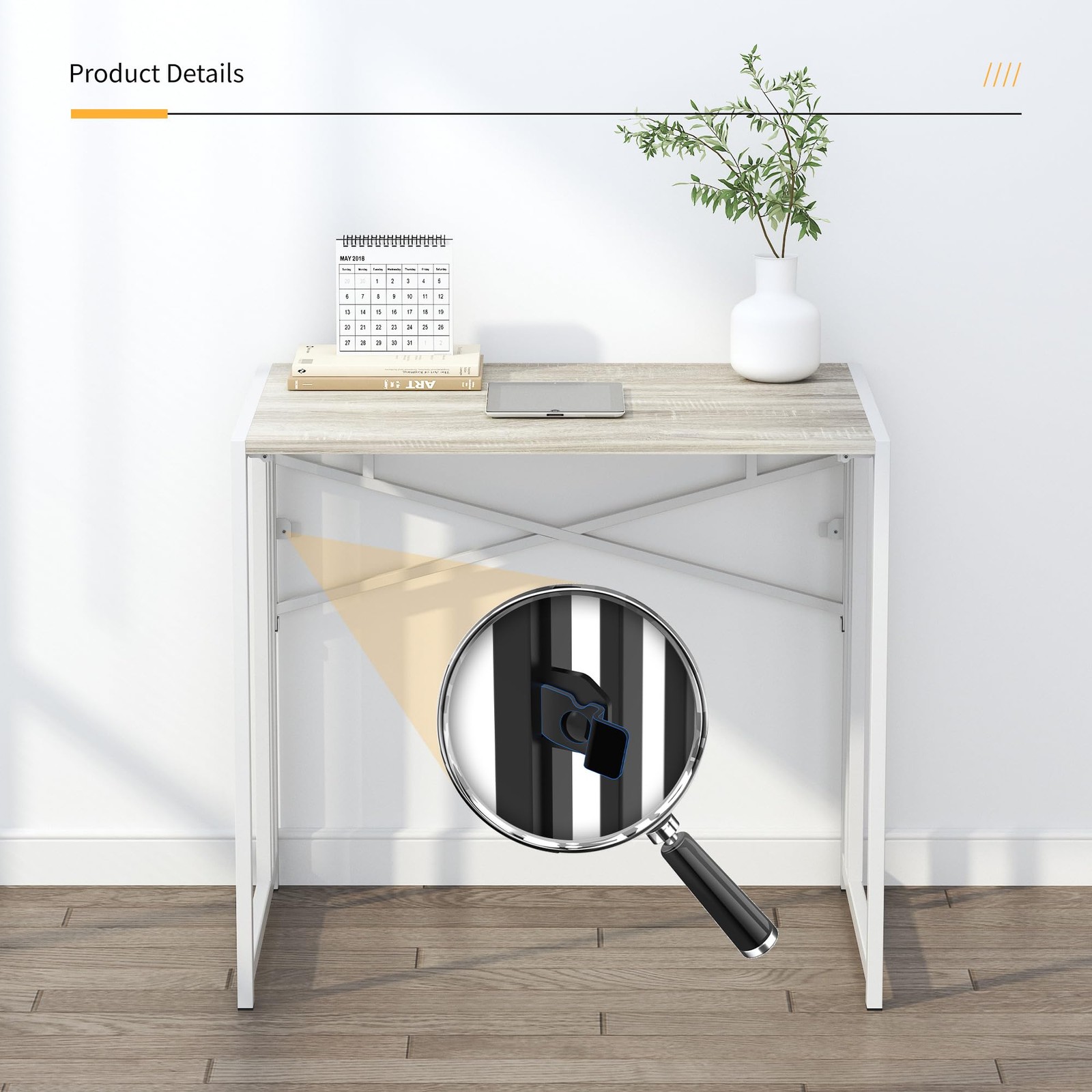 Folding Desk 83cm, Writing Gaming Computer Camping Table, No Together…