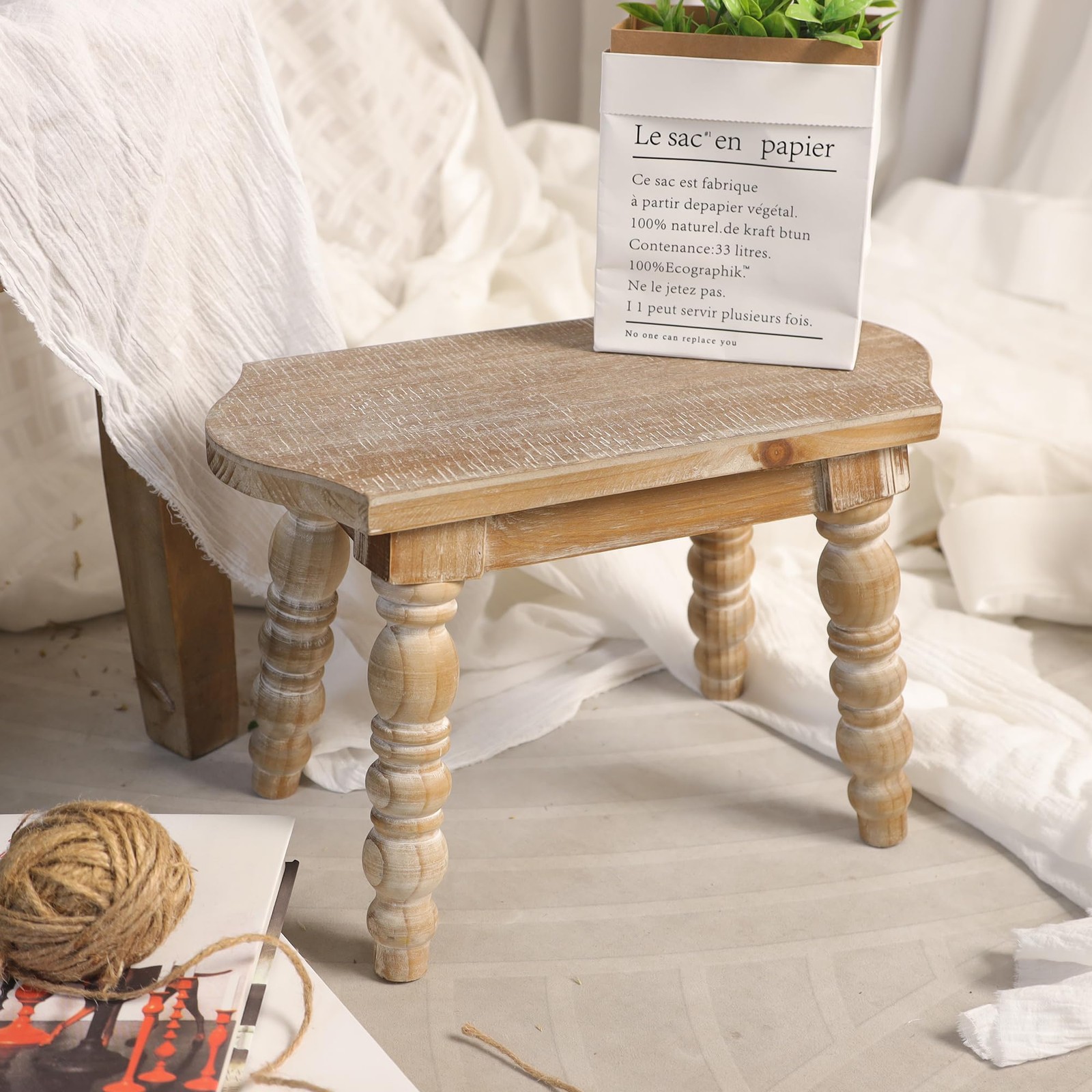 Wooden Bathroom Wood Foot Stool for Adults , Bedside Step Planter Stool for K…