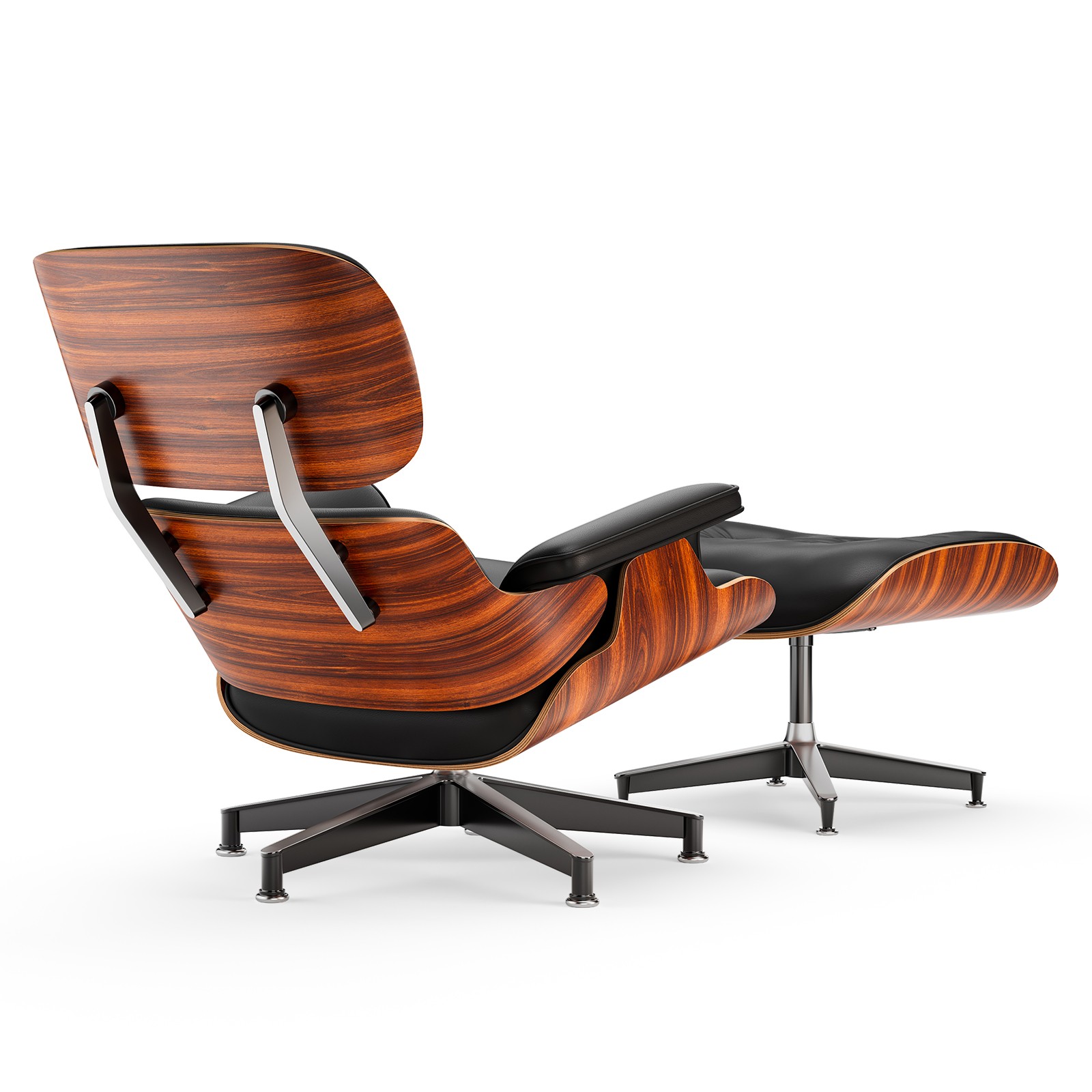 Mid Century Tall Eames Chaise Lounge Chair With Ottoman Footstool Set Rosewood