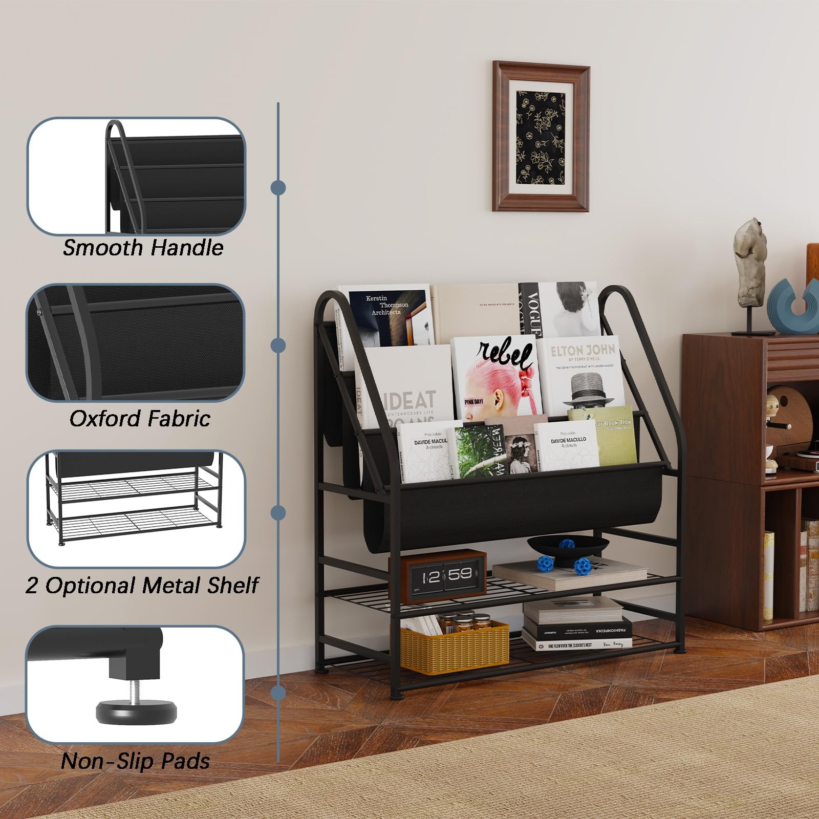 Vinyl Record Storage with Vinyl Shelf Display, Large Capacity Record Player S…