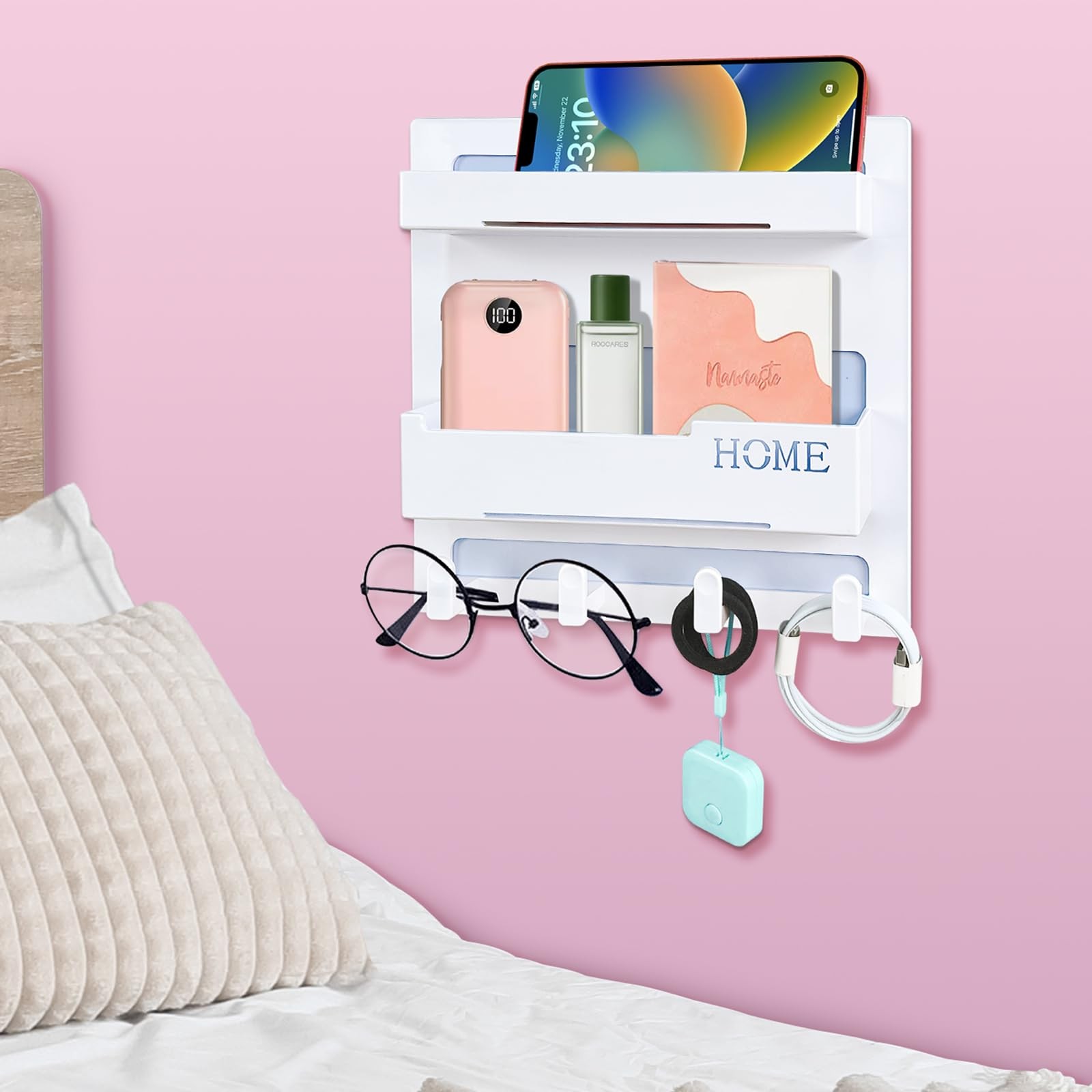 Bedside Shelf Accessories Organizer, Wall Mount Room Decor Aesthetic Room Decor