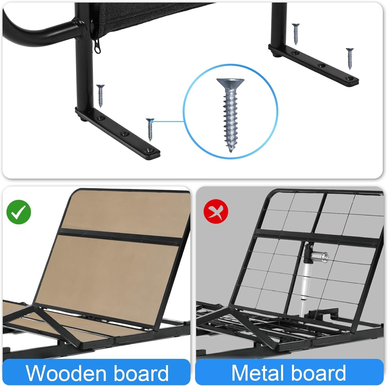 Bed Side Rails for Adjustable Bed Base for Mattress Under 10 Inches, Set of 2