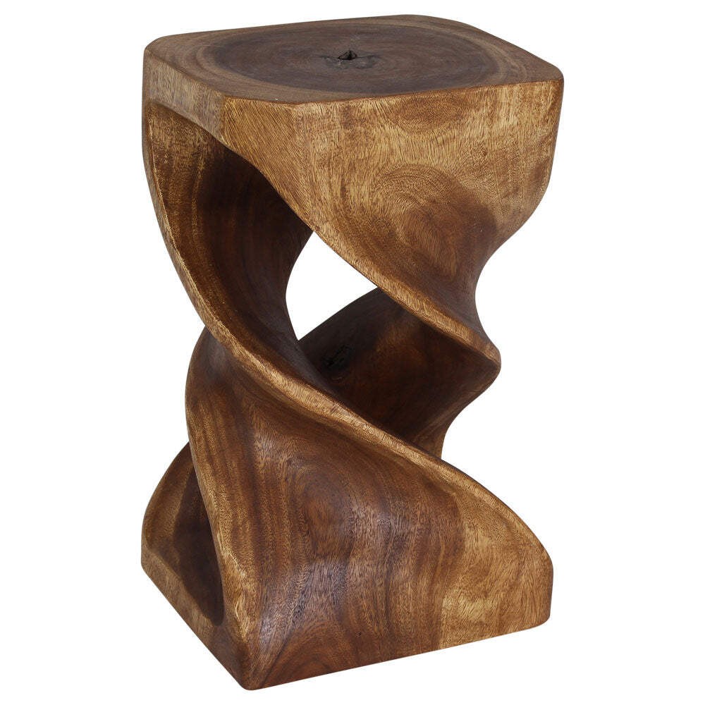 Haussmann Wood Rectangular Double Twist End Table 12x14x23 in Height Walnut Oil