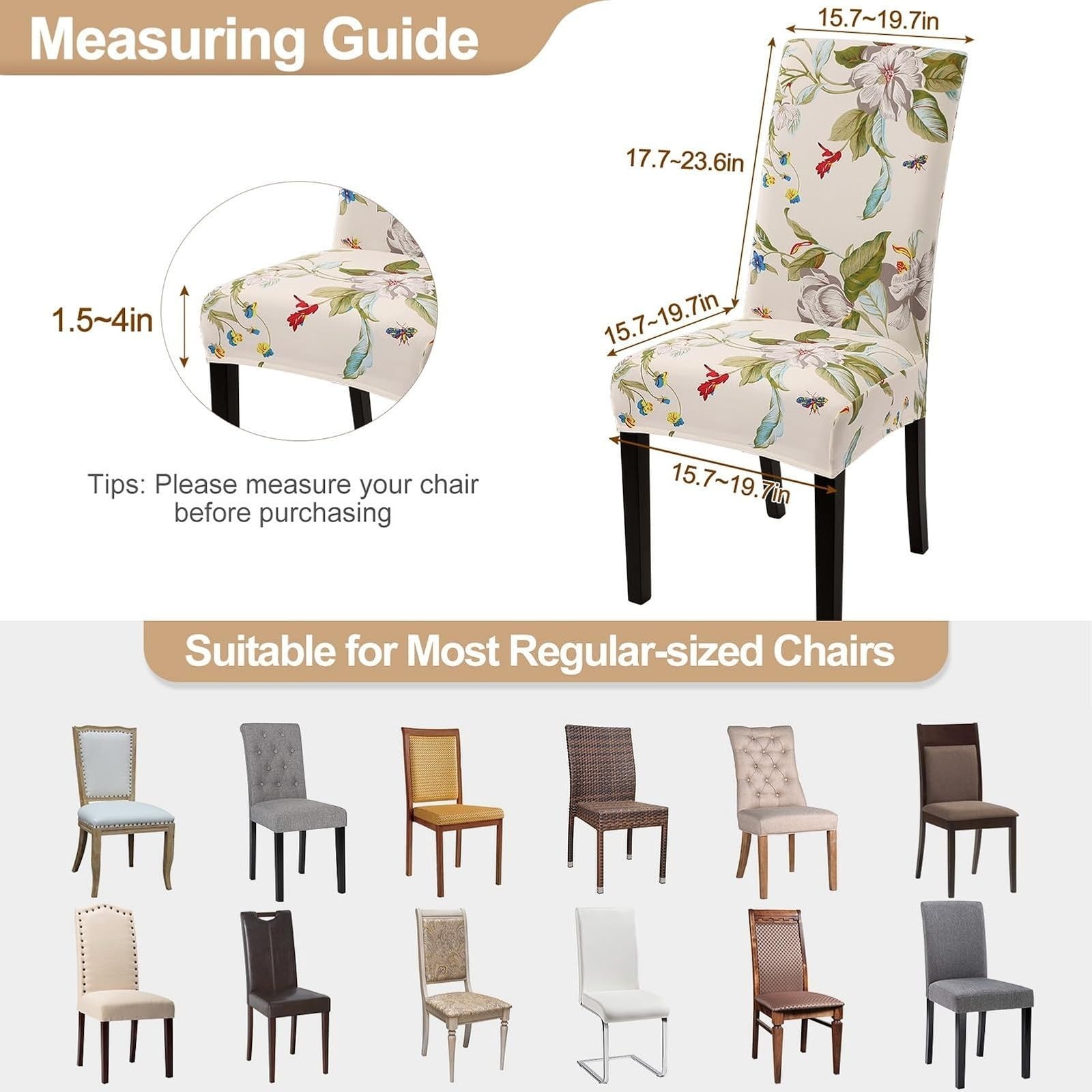 SearchI Dining Room Chair Covers Set of 2, Stretch Removable Washable
