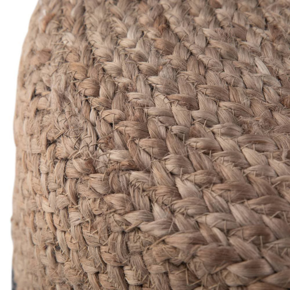 WyndenHall Maron Contemporary Round Pouf Navy/Natural: Bohemian Style,