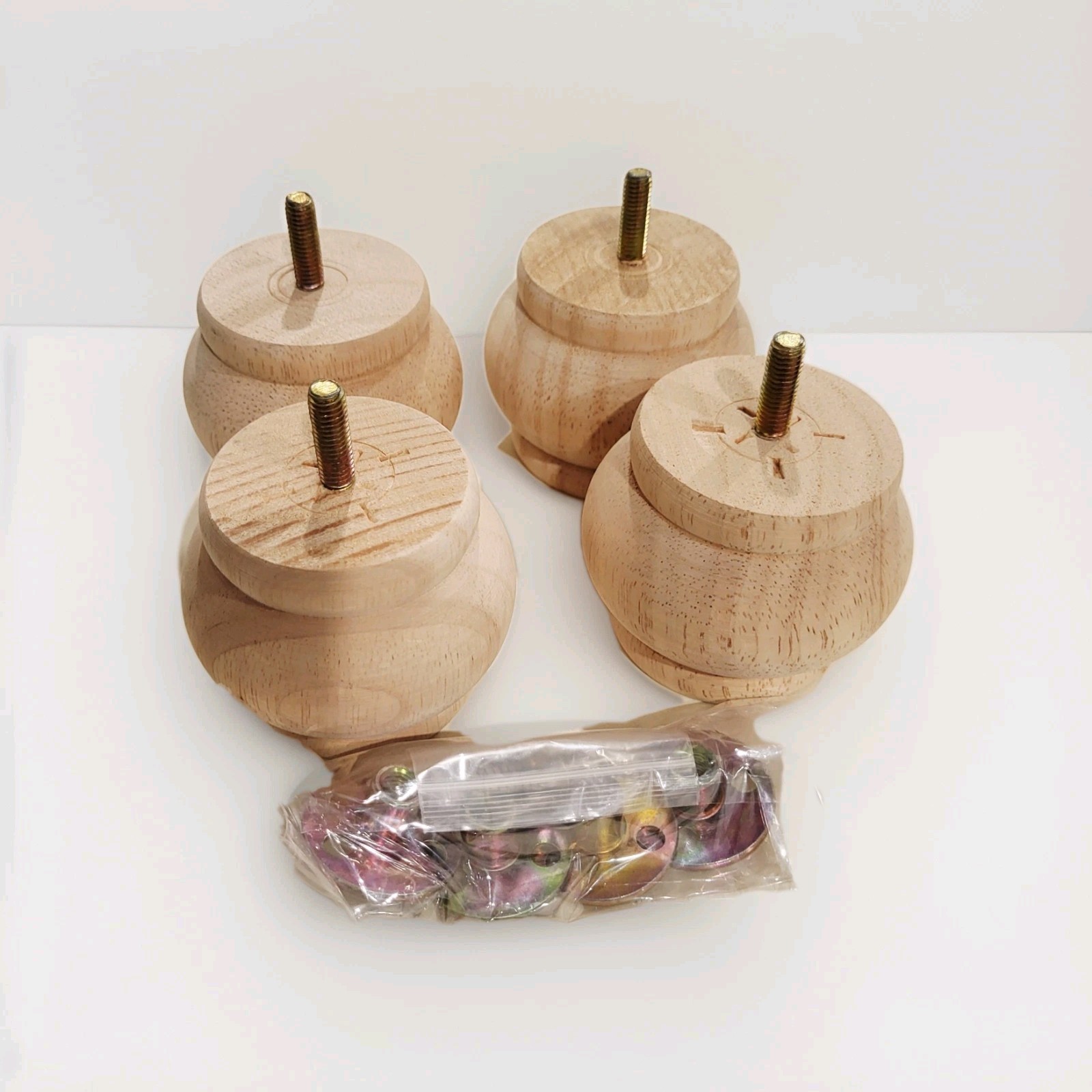 4PCS Wood Furniture Legs 2.56 inches Furniture Legs with Bolt Walnut Sofa…