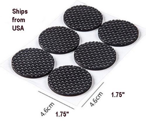 12PCS Round 1″ 3/4 Self Adhesive Furniture Leg Foam Pads TPR Rubber Mat Black