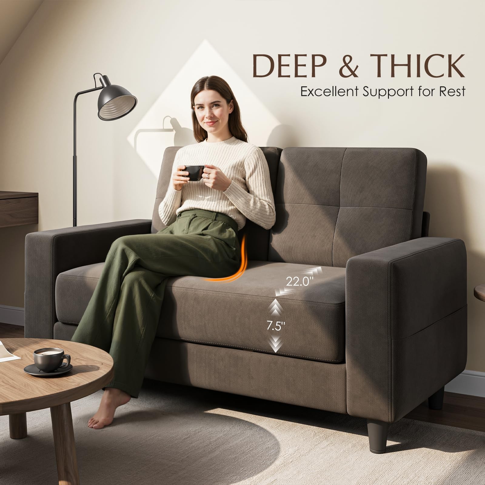 Loveseat Sofa丨53 inch Love Seat Small Couch for Small Space 丨7.5”