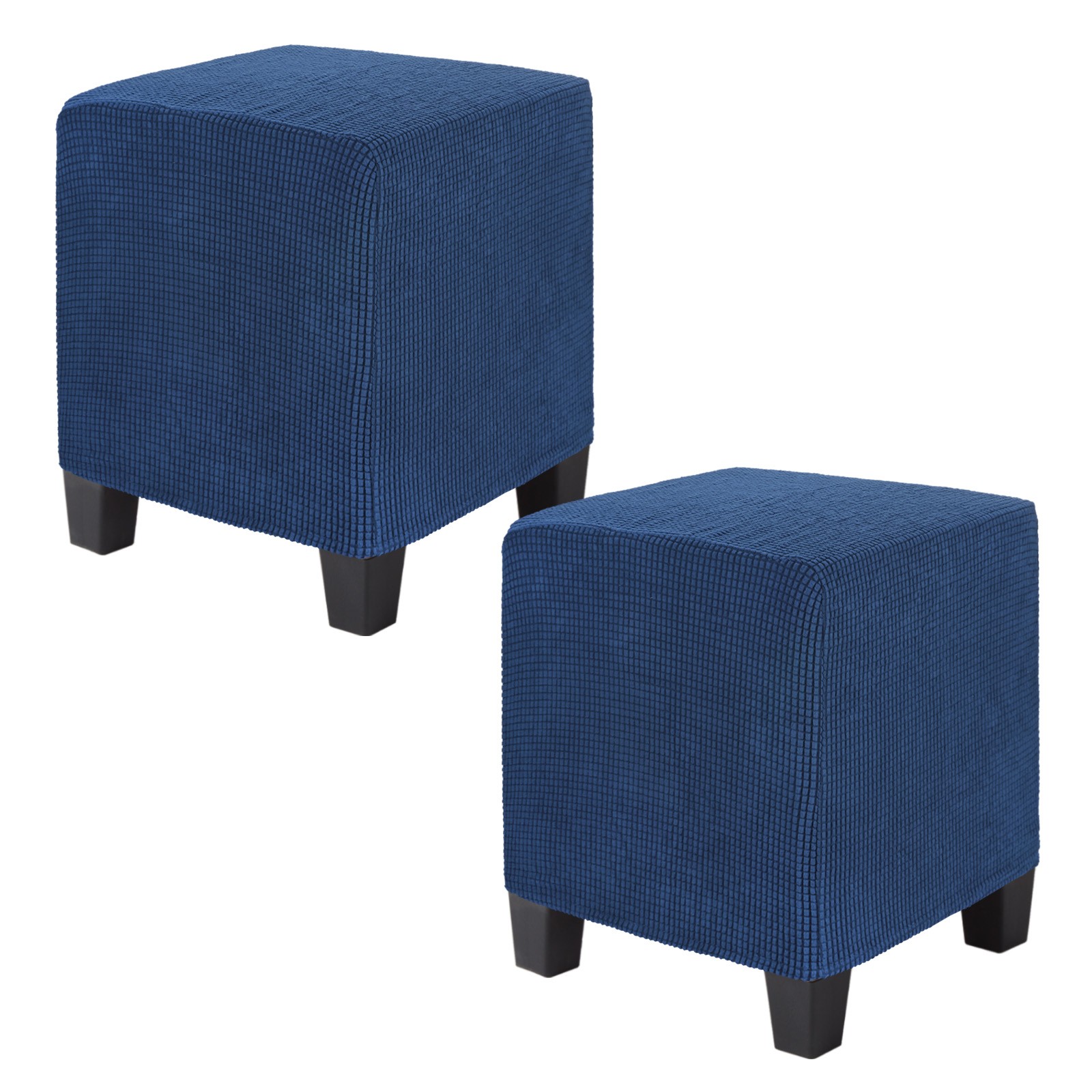 2-Pack 13″x13″x15″ Square Ottoman Slipcovers Footstool Protector Light Blue