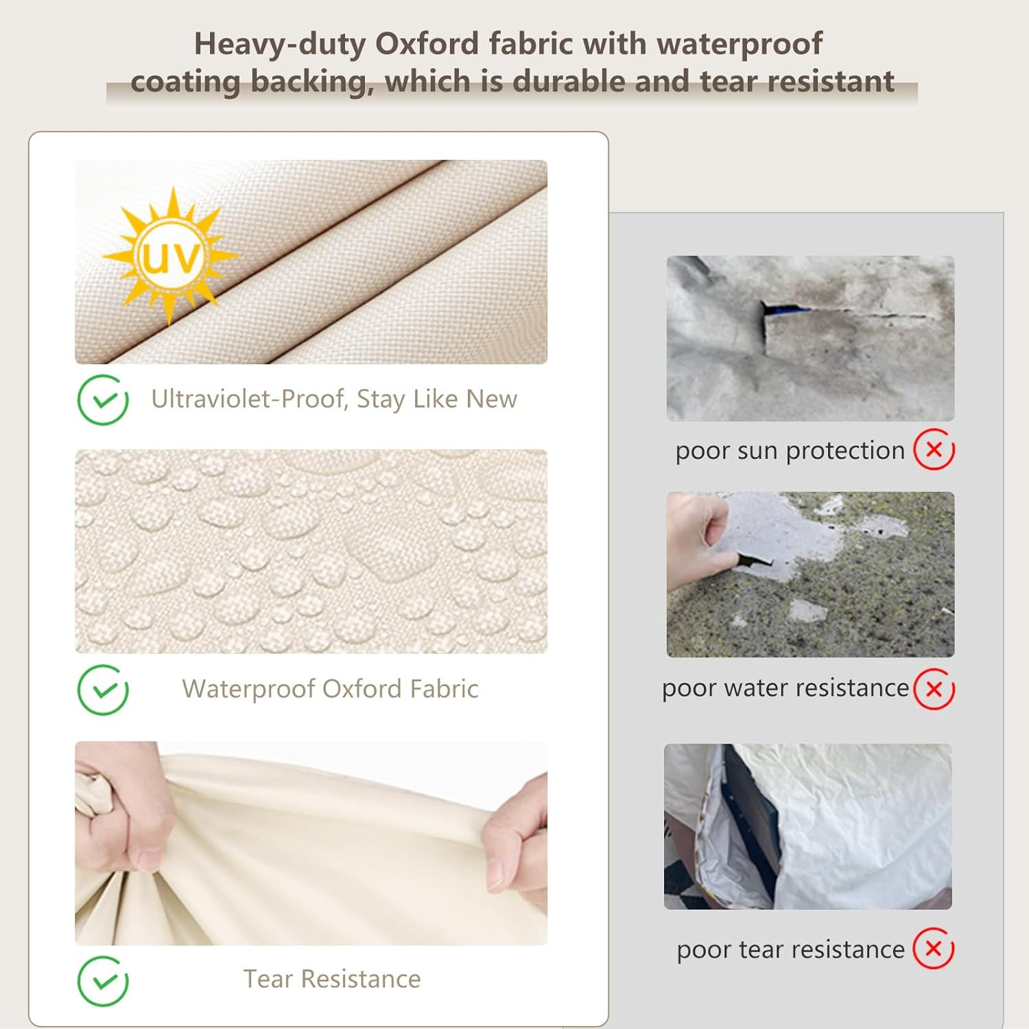Patio Ottoman Cover Waterproof Heavy Duty Square Outdoor Ottoman Covers, 25W X