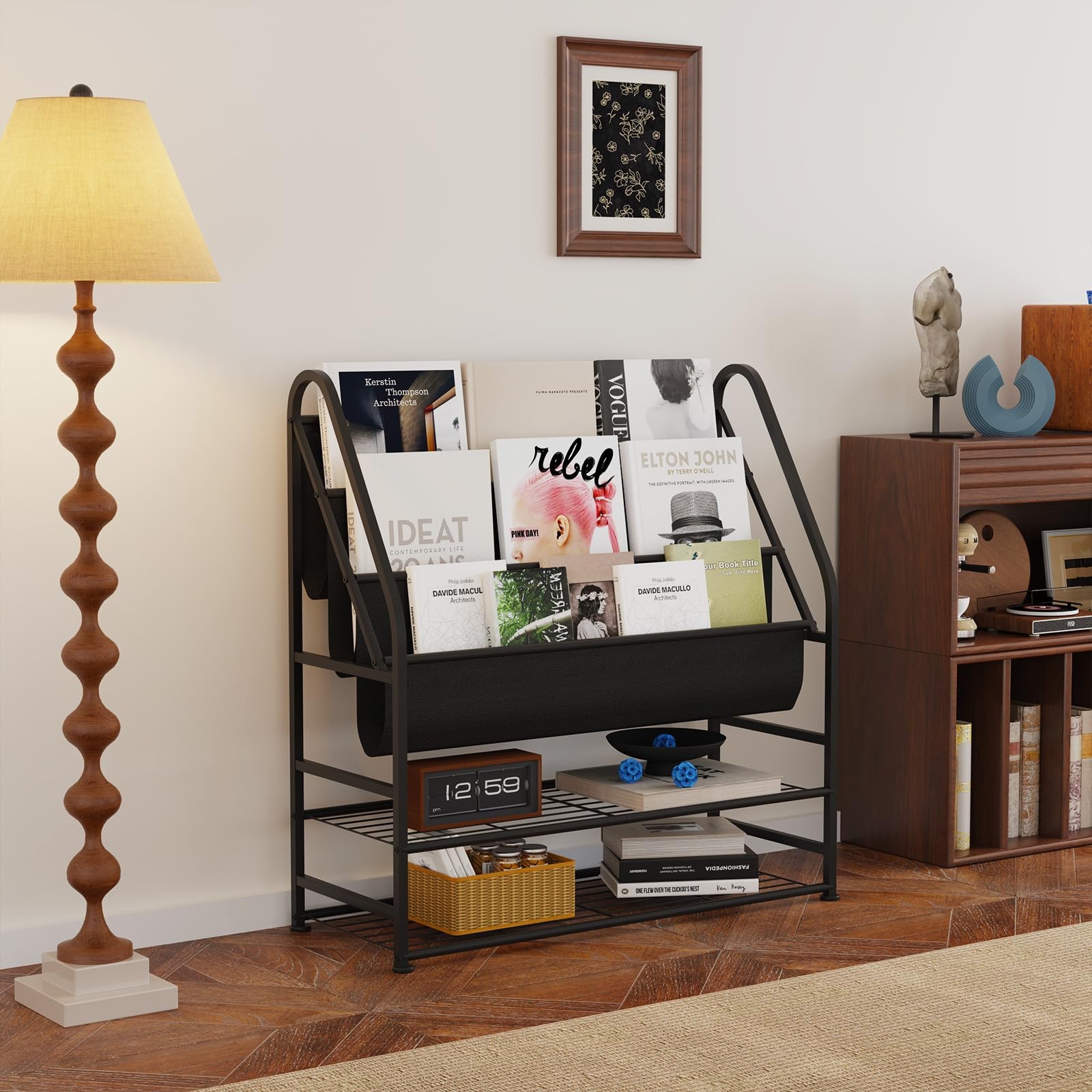 Vinyl Record Storage with Vinyl Shelf Display, Large Capacity Record Player S…