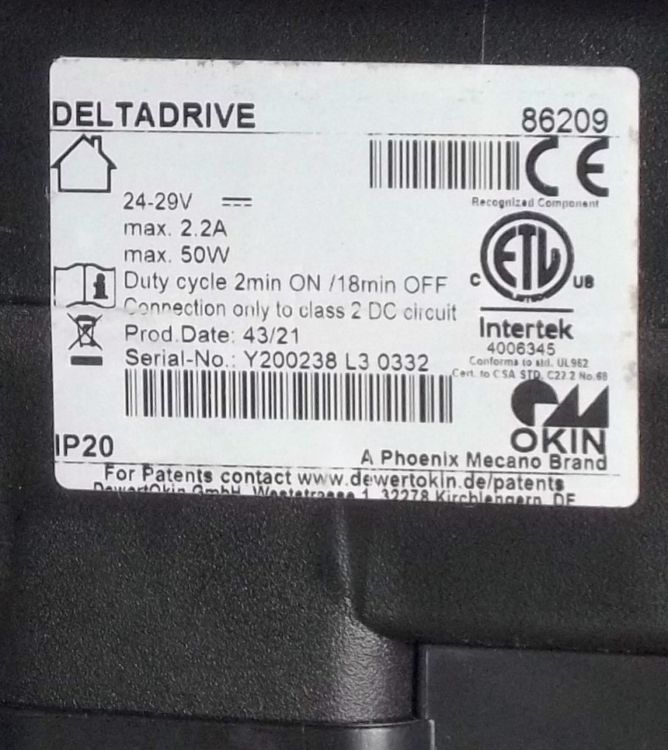 OKIN DELTADRIVE Adjustable Bed Actuator 86209 w/ CU170 Control Unit, Good Used