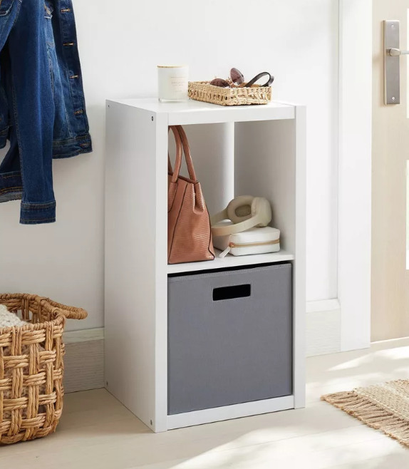 13 Inch 2 Cube Organizer White – Modular Storage Shelf Unit