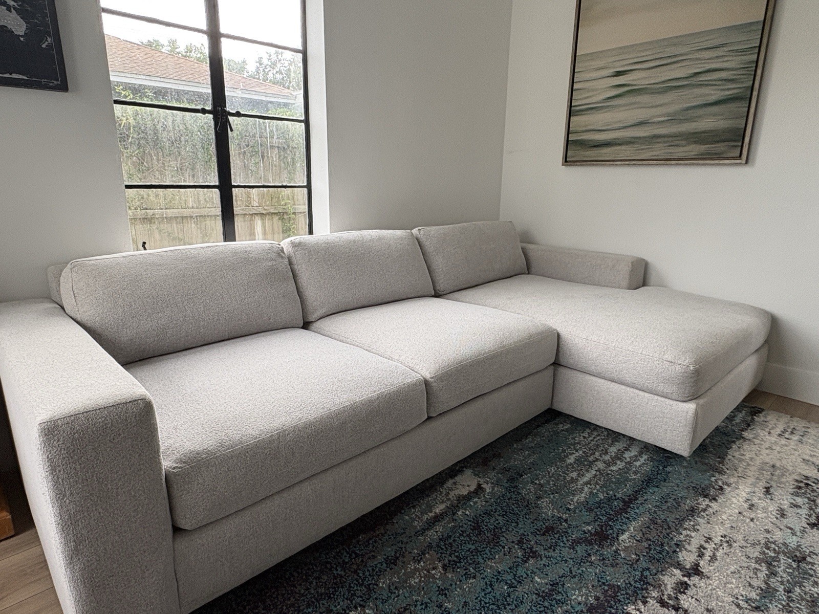 West Elm Urban Sectional with Right Chaise – 106” – Frost Gray Chenille
