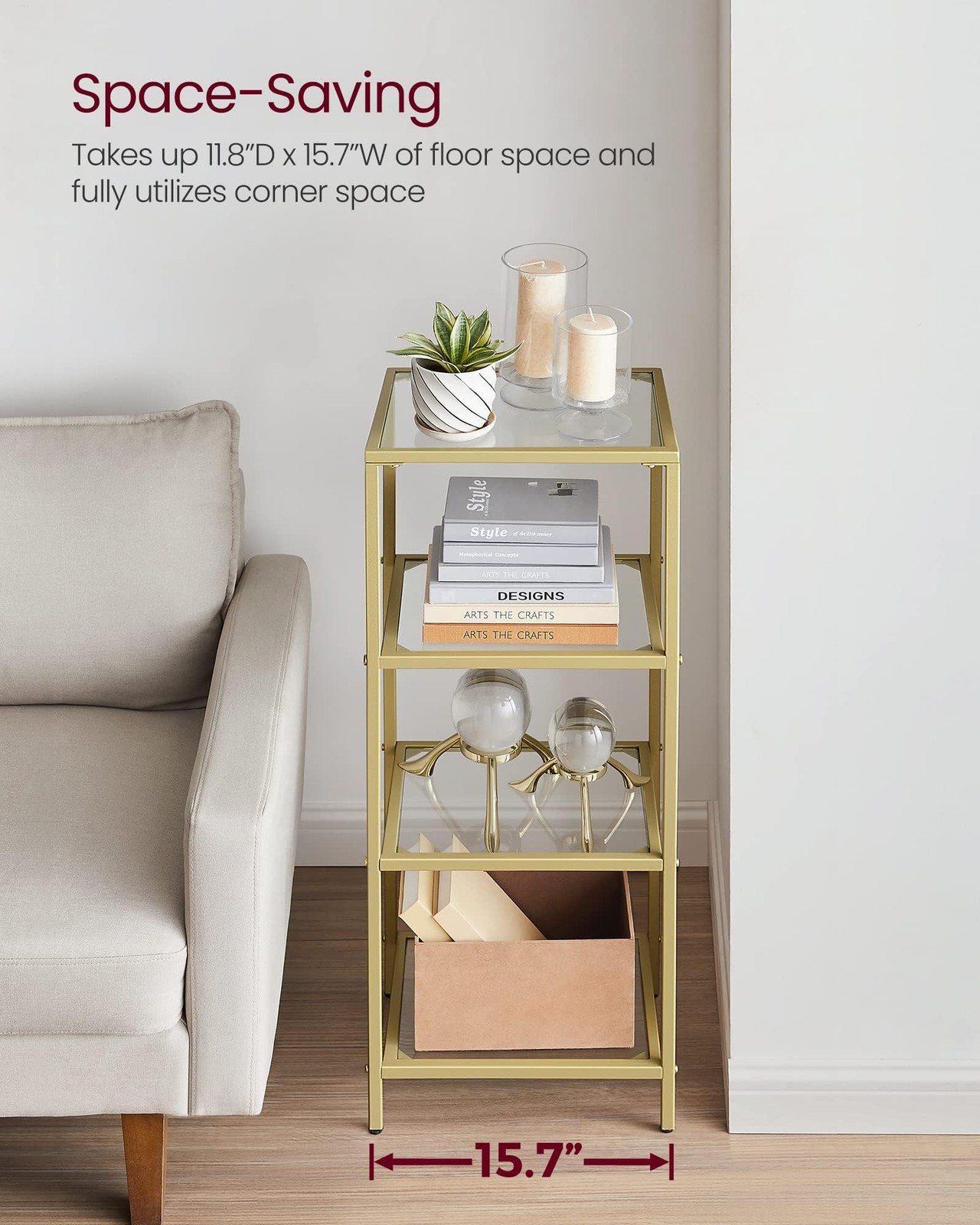 VASAGLE Bookcase, 4-Tier Bookshelf, Slim Shelving Unit for Bedroom, Bathroom,…