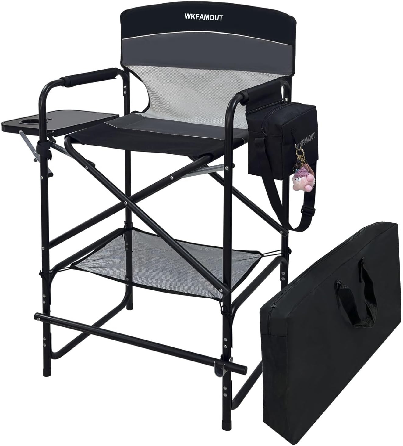 Tall Folding Director Chair with Side Table & Carry Bag – 250LBS Capacity