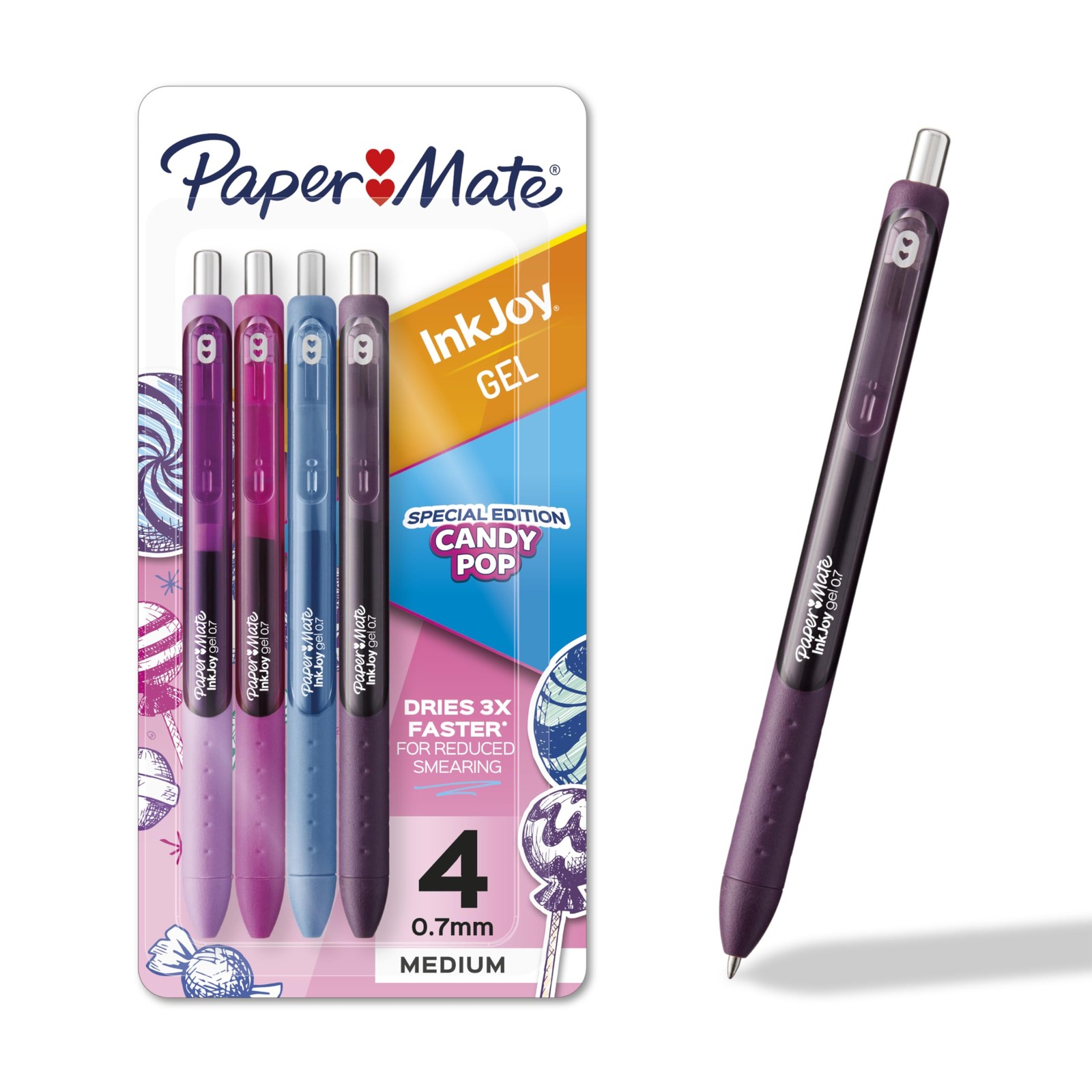 Paper Mate InkJoy Gel Pens, Candy Pop Colors, Medium 0.7mm, Retractable, 4 Count