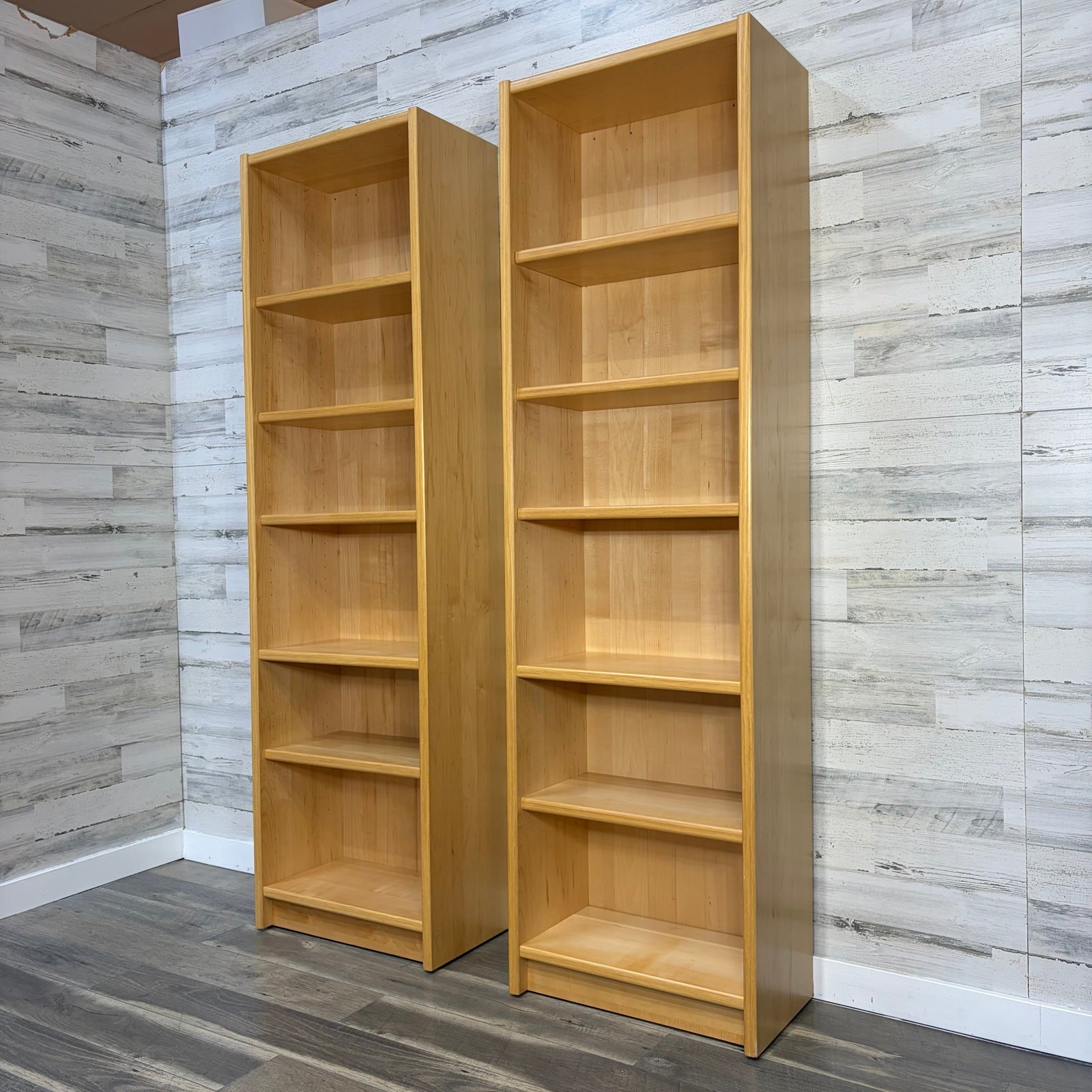 Set Of 2 Mid Century Danish Blonde Wood Bookshelves made in Denmark