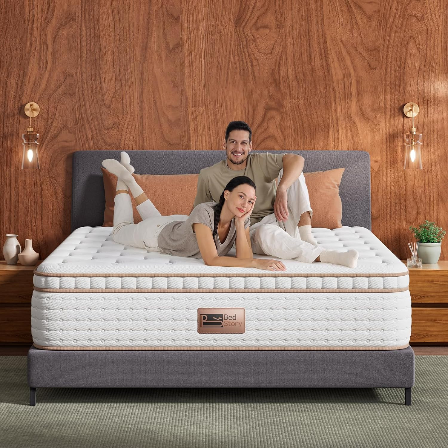 Bedstory Queen Size Mattress 14 Inch – Extra Firm Hybrid Mattress with Ultra Lum