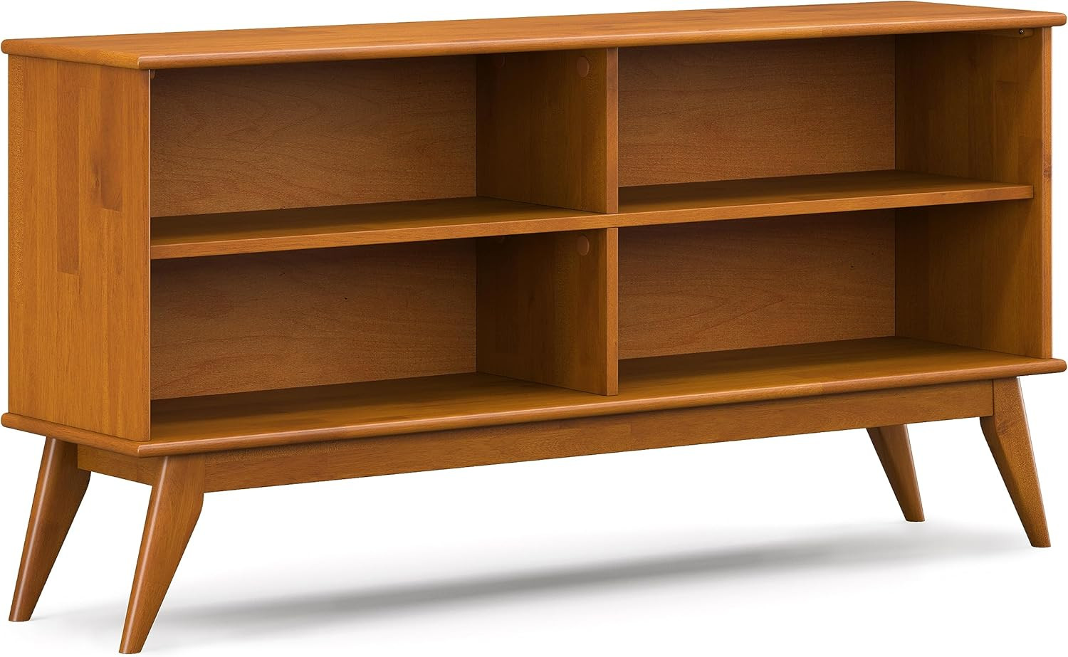Mid-Century Modern Draper Bookcase – 30″ Solid Hardwood in Teak Brown