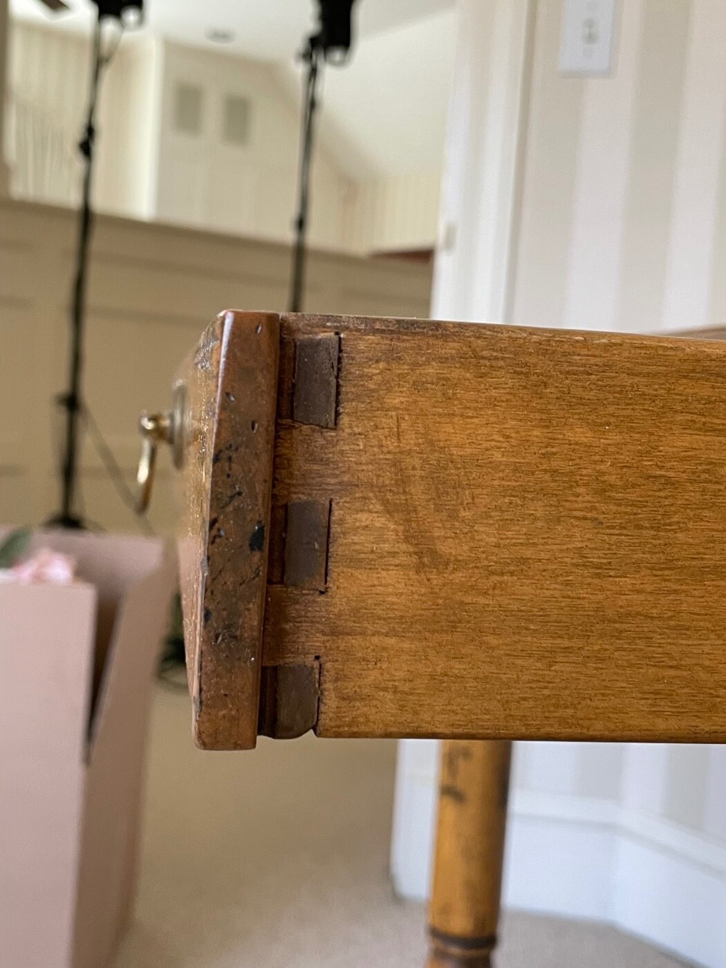 Custom Guy Chaddock One Drawer Writing Desk With Mitered Plank Top