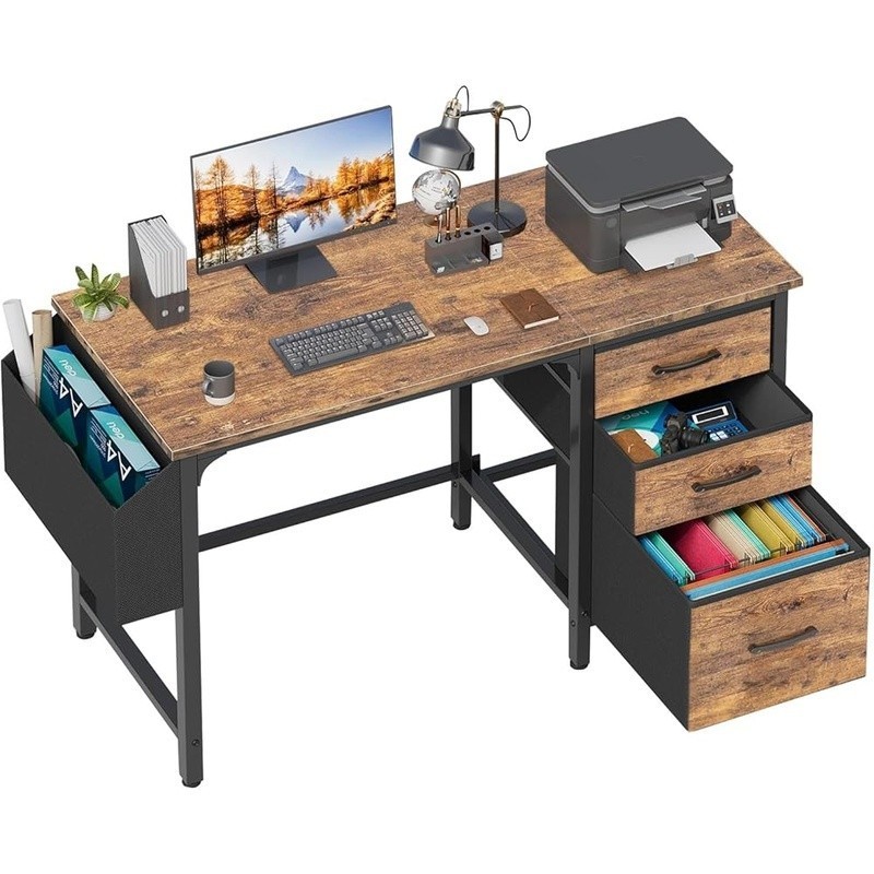 Vintage Splice Board Desk W/ File Cabinet Sturdy Metal Frame Easy Assembly New
