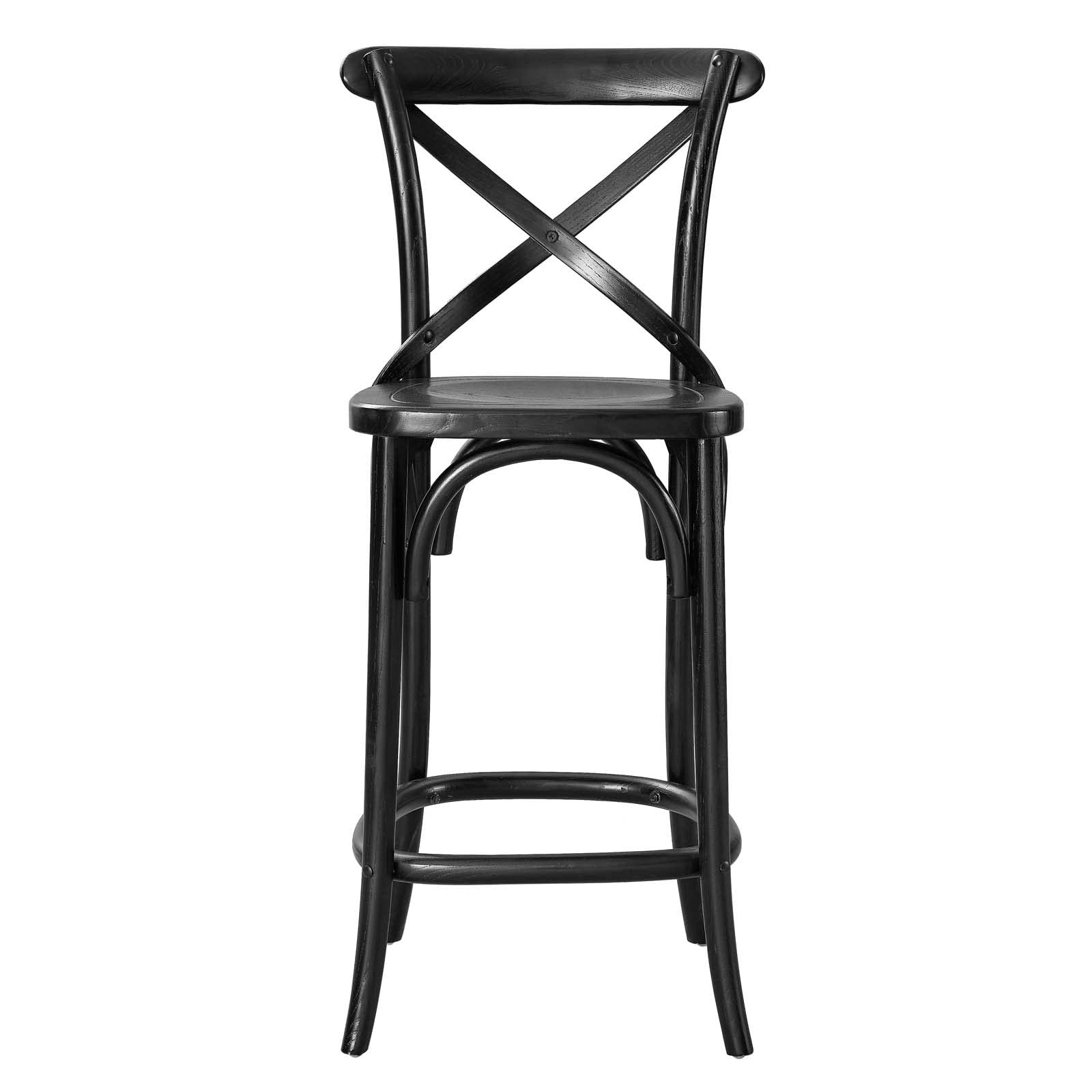 Modway Gear 39.5″ Modern Style Elm Wood Counter Stool in Black Finish