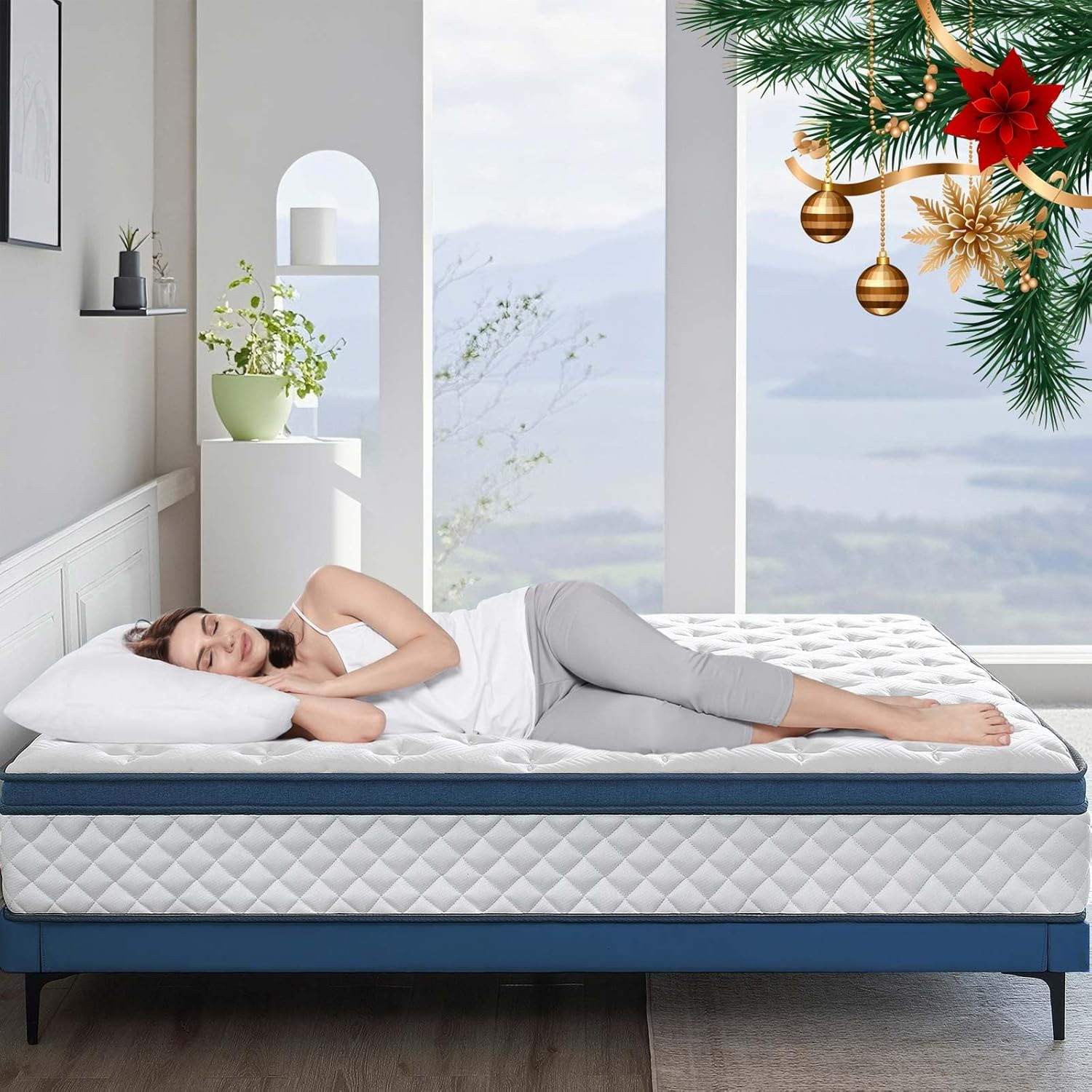 Queen Mattress, 12 Inch Medium Firm Hybrid for Queen Size Bed, Memory Foam Mattr